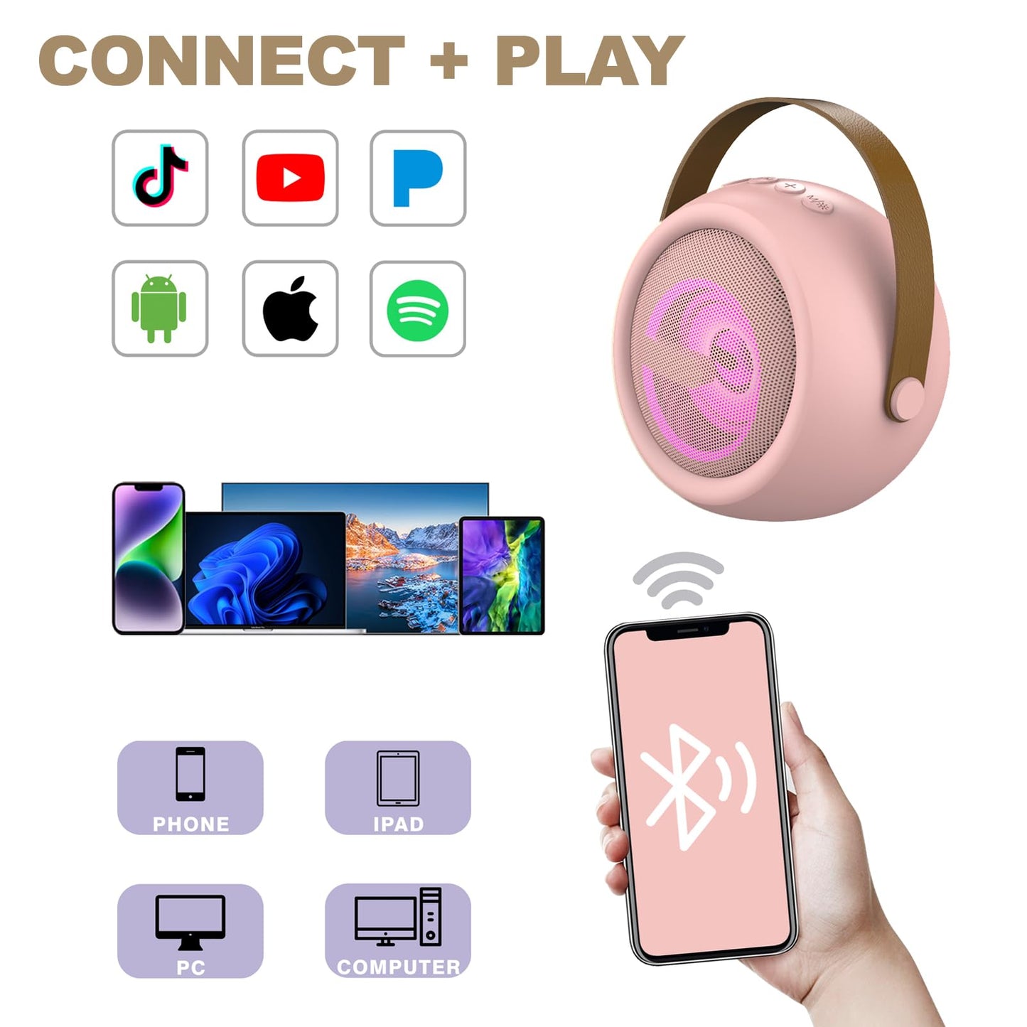 Kids Karaoke Machine with Wireless Microphone - Pink