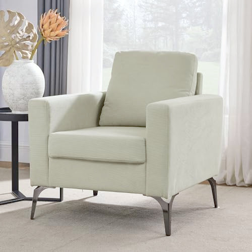 ERYE 3 Pieces Living Room Sofa Sets Include Armchair,Loveseat and 3Seaters Couch,Corduroy Upholstered Tufted Sofa&Couch with 4 Pillows and Metal Legs for Home Office Apartment