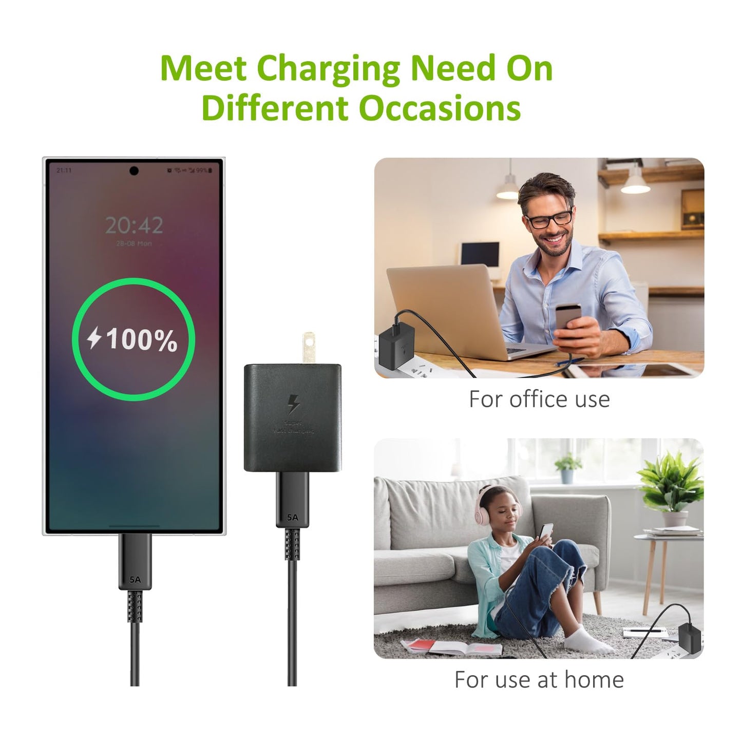 45W USB C Fast Charger with 6.6ft Cable