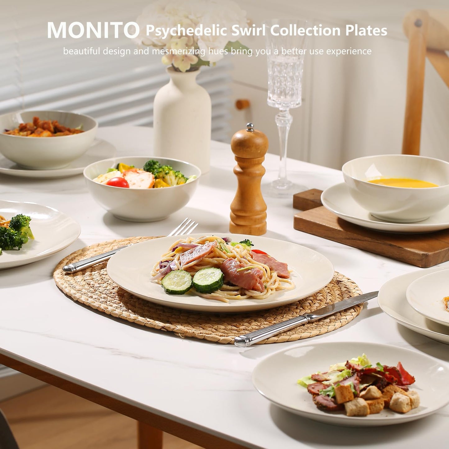Ceramic Dinnerware Set 12 Pieces Glazed White