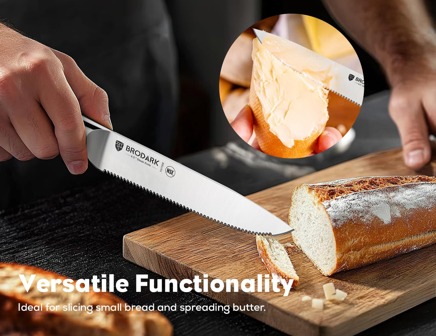 BRODARK 8-Piece Serrated Steak Knife Set