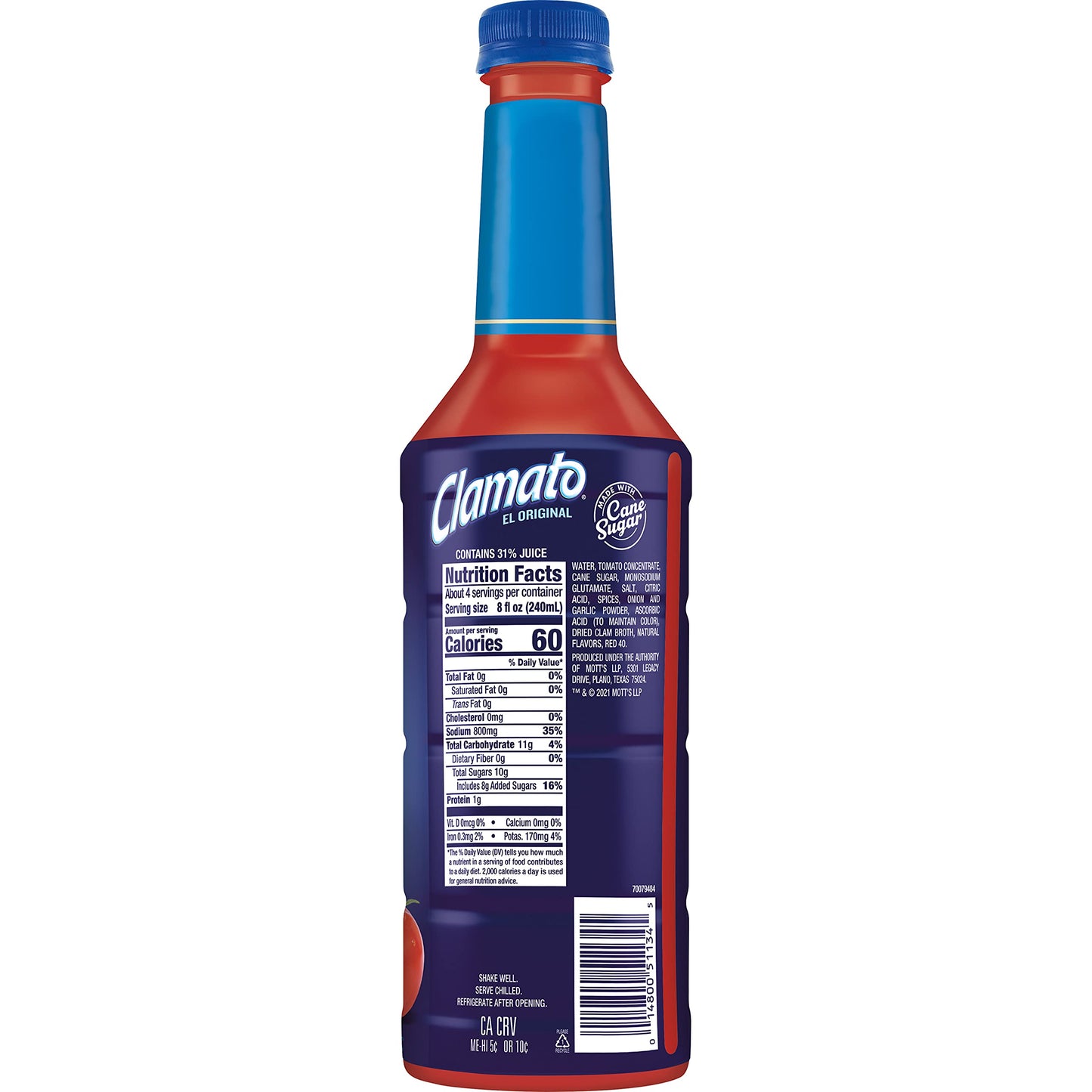 Clamato Original Tomato Cocktail Mixer, 1L Pack of 6