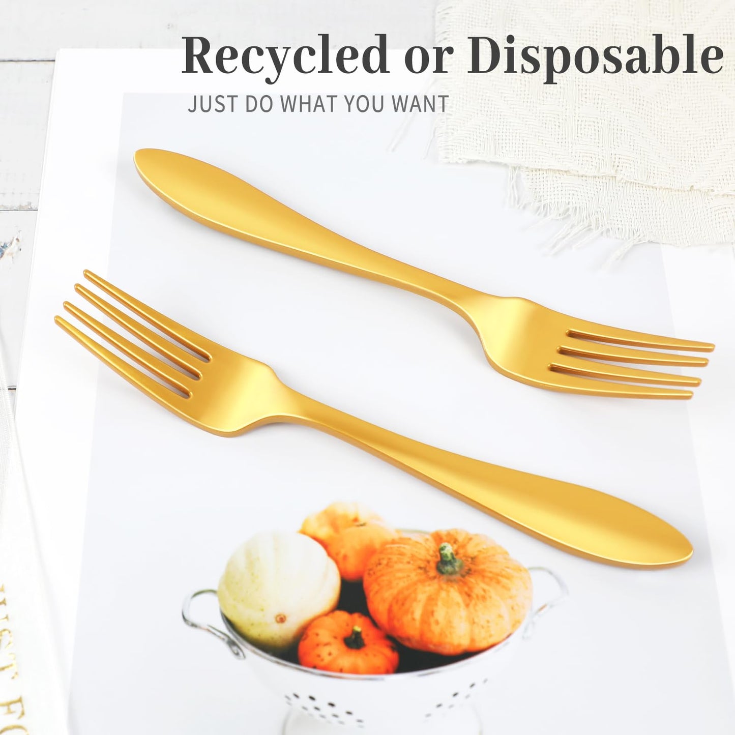 Disposable Forks Plastic, 200 Pcs Forks For Parties, Plastic Silverware Heavy Duty, Solid and Durable Plastic Utensils, Disposable Table Forks & Dinner Forks For Noodle/Salad, Golden Shower Forks