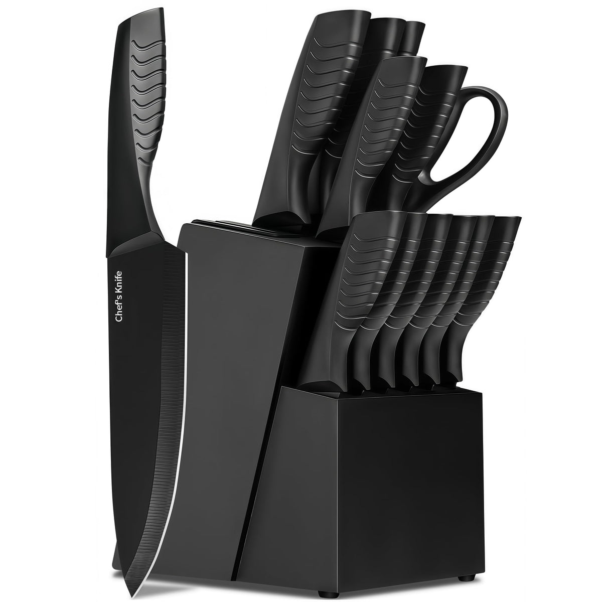 14-Piece Kitchen Knife Block Set with Sharpener
