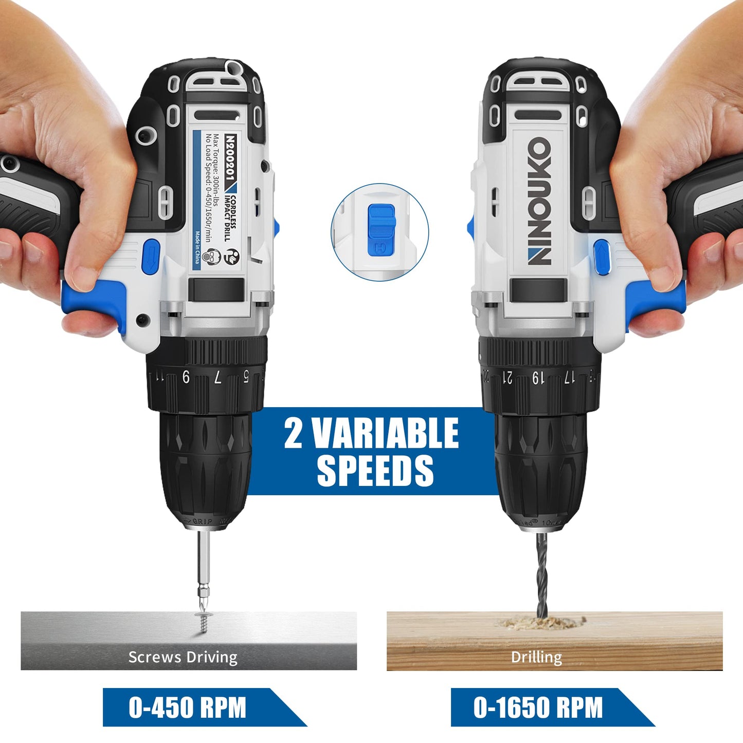 Cordless 20V Impact Drill Driver Set With Toll Set