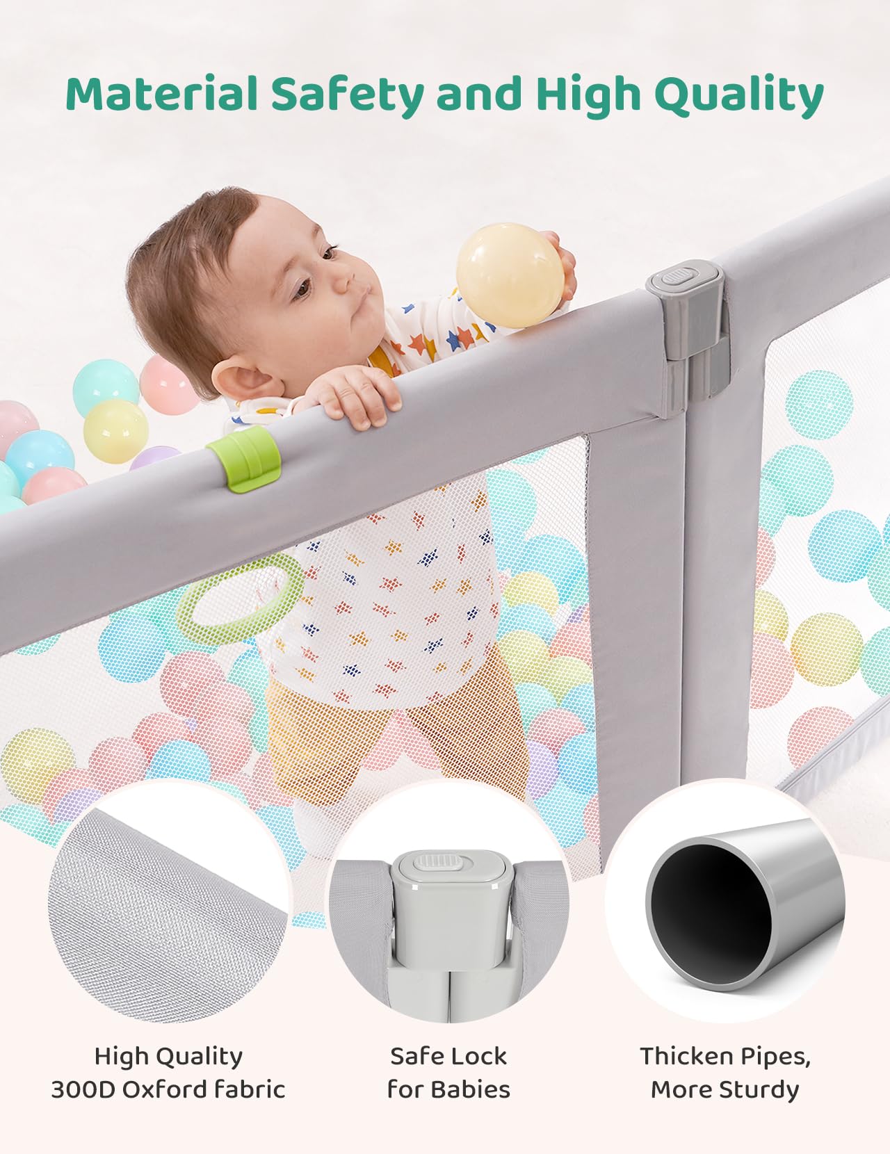 Foldable Baby Playpen with Safety Gate