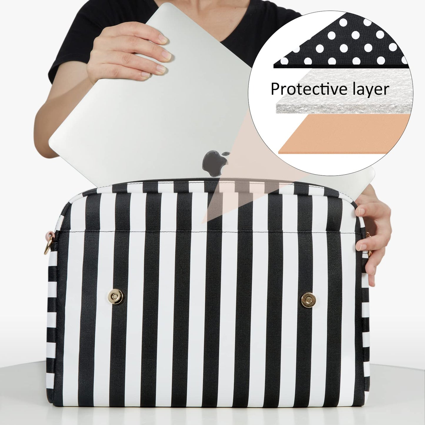 ECOSUSI Slim Leather Laptop Bag for 15" Notebooks