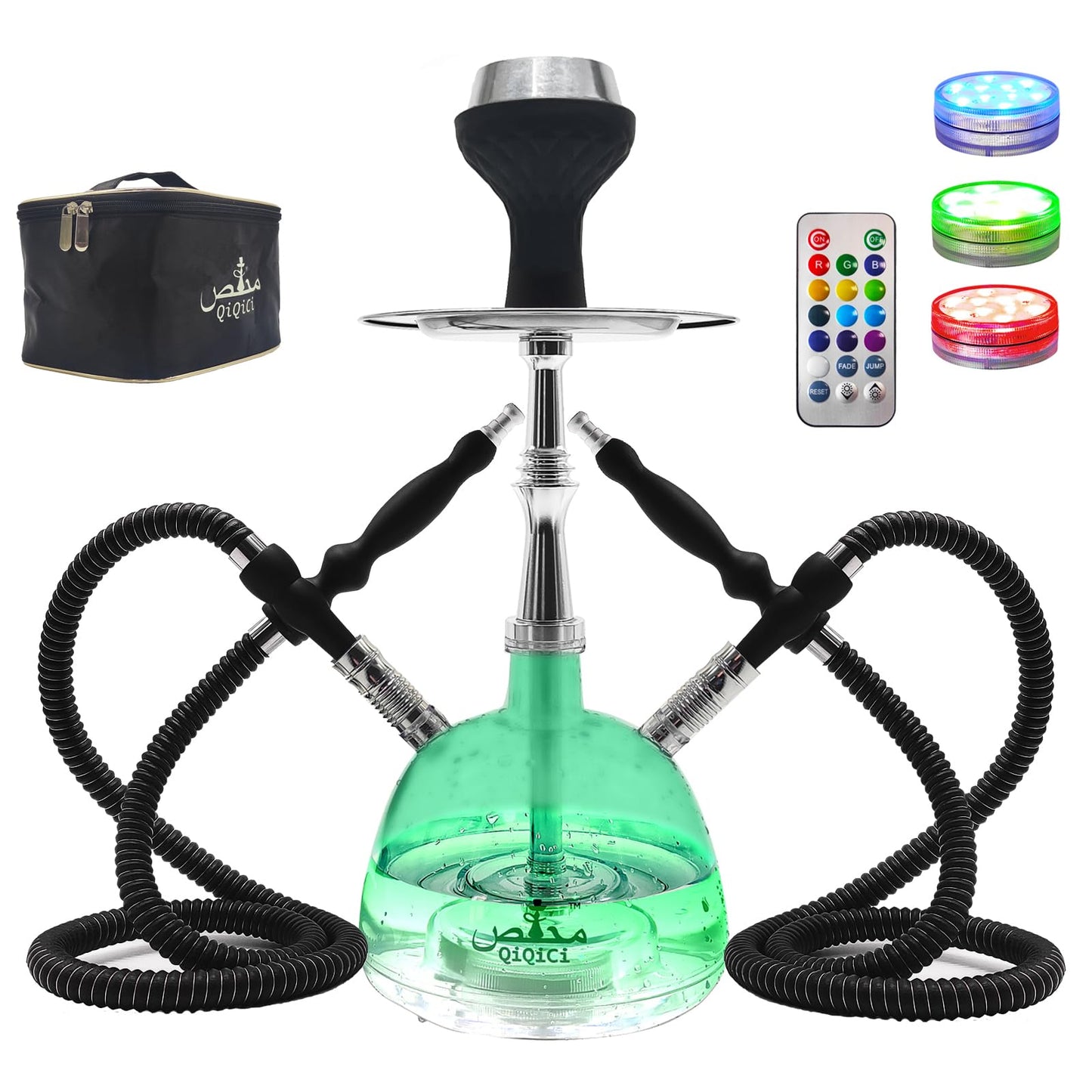 2 Hose Acrylic Hookah Set with Travel Bag