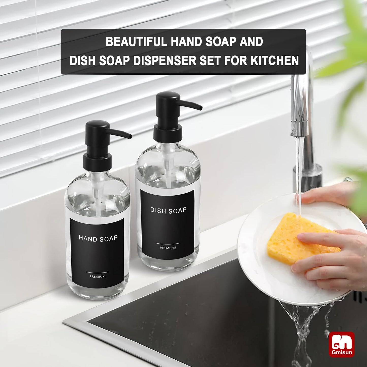 3 Pack Glass Soap Dispenser Set with Pumps