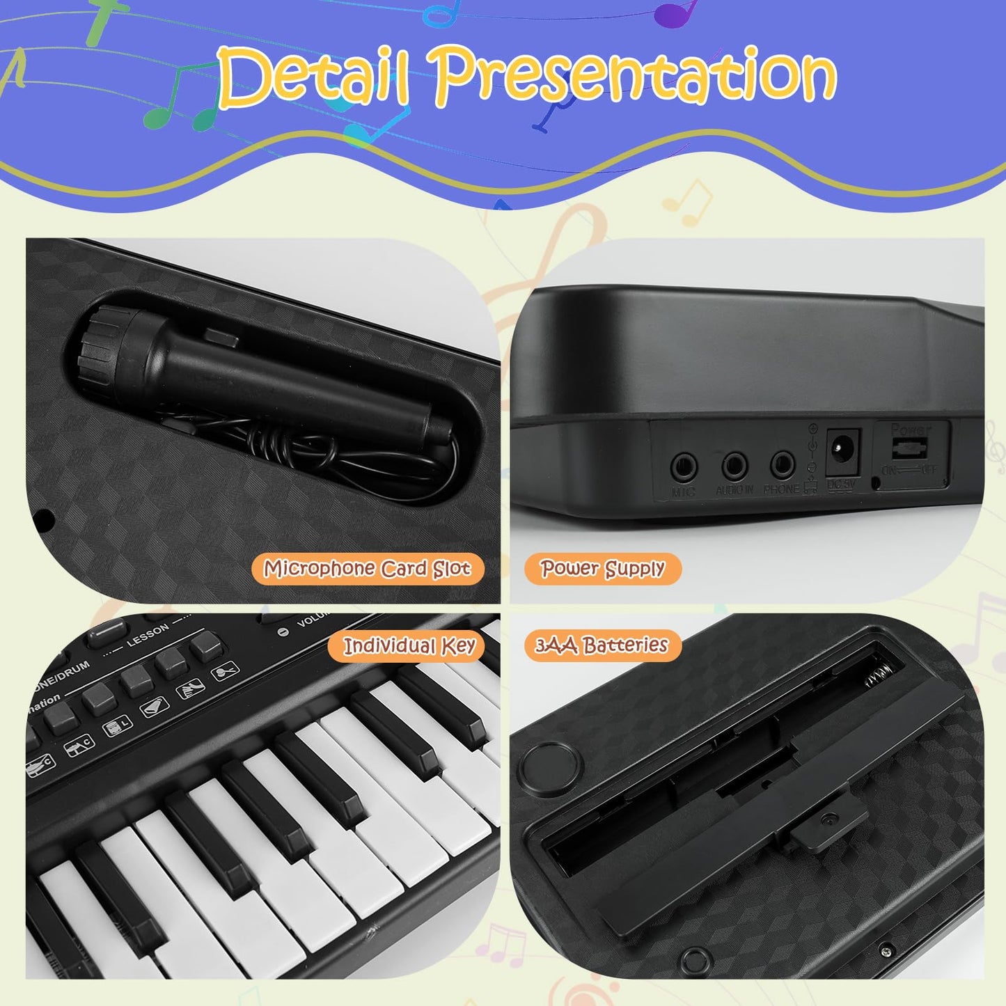 61-Key Beginner Piano Keyboard with Teaching Mode