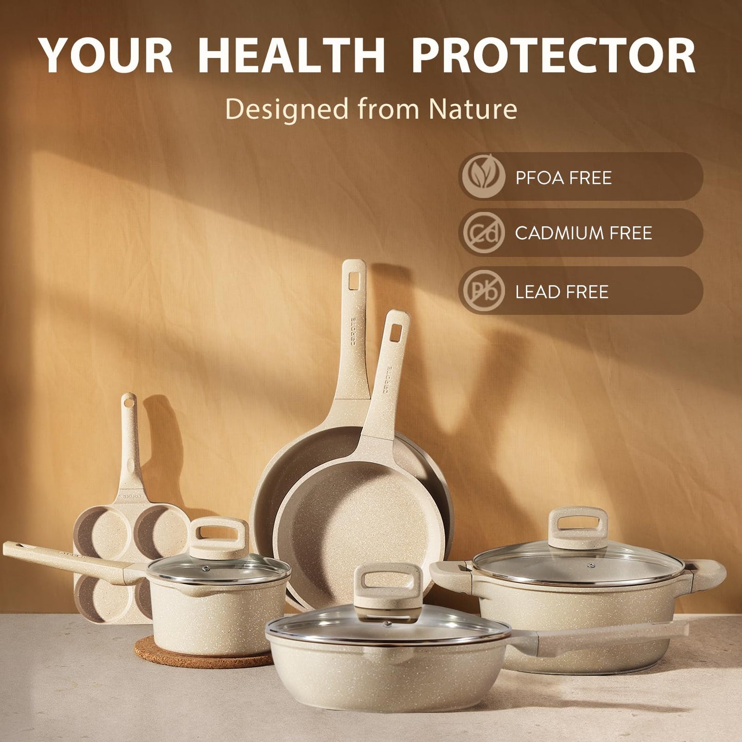 CAROTE 13-Piece Nonstick Cookware Set with Lids