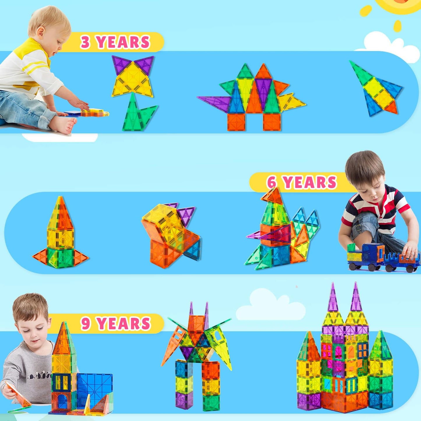 Bmag 130PCS Magnetic Building Blocks for Kids