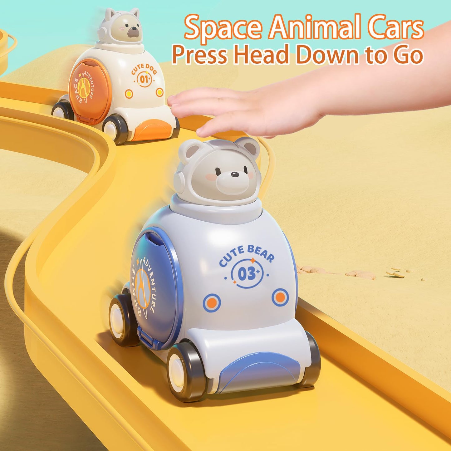 Animal Racing Car Toys for Toddlers 1-3