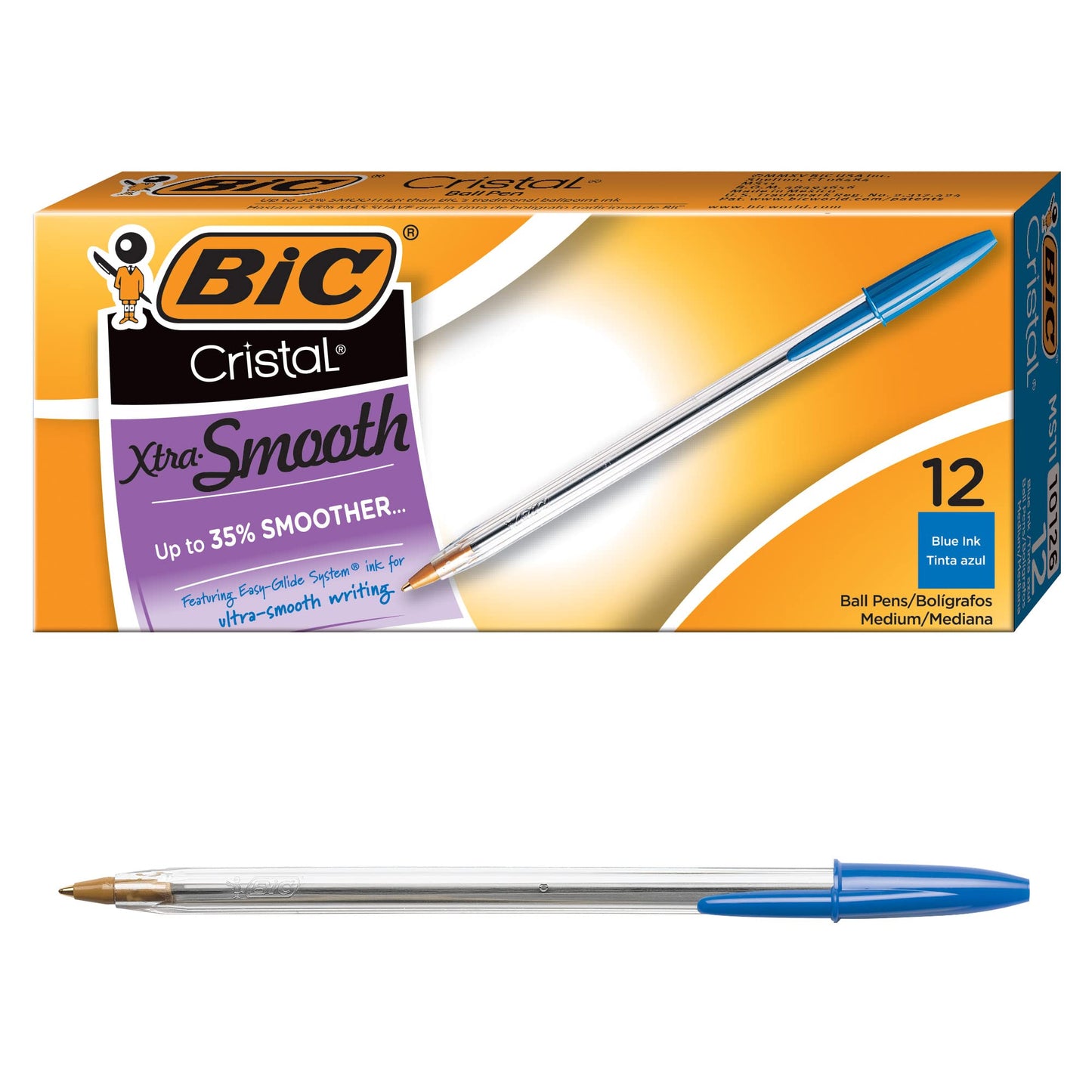 12-Count BIC Cristal Xtra Smooth Ballpoint Pens
