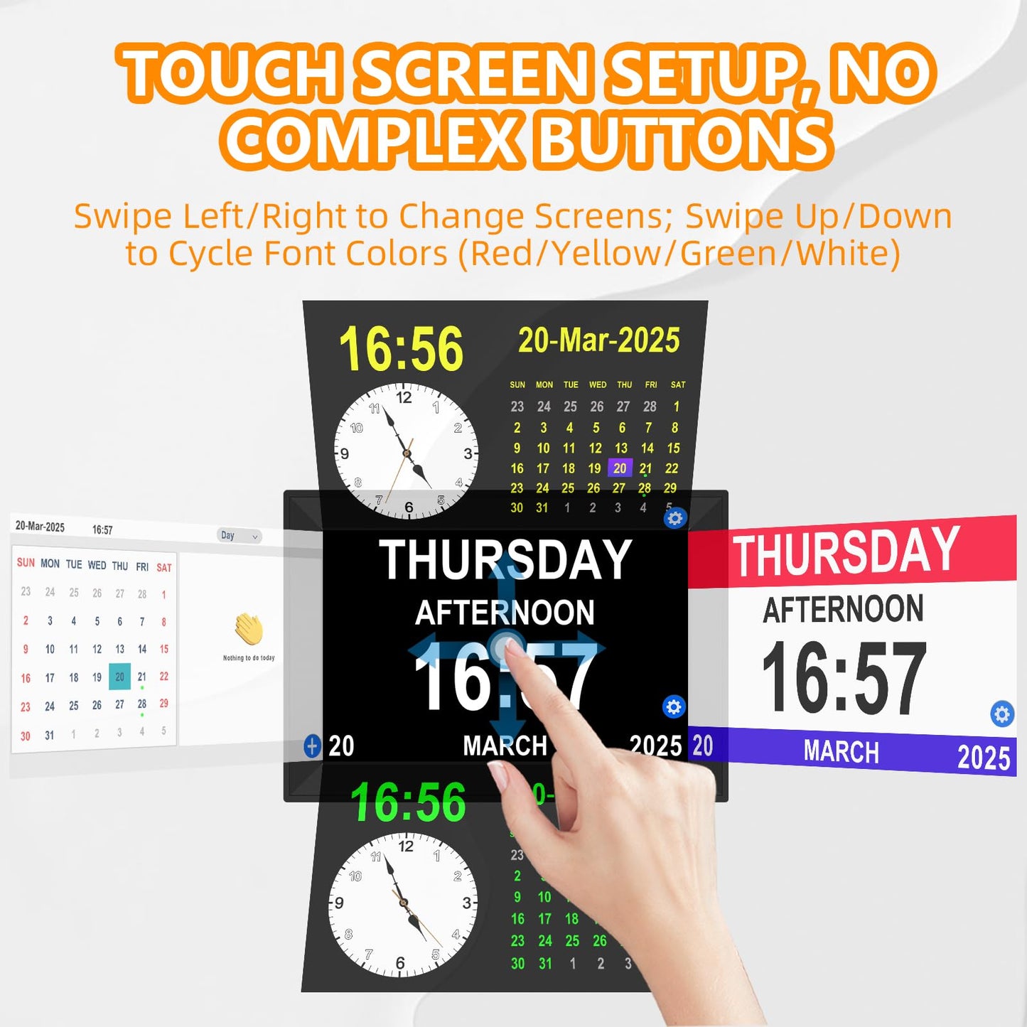 10.1" Touchscreen Dementia Clock by TIXINPO