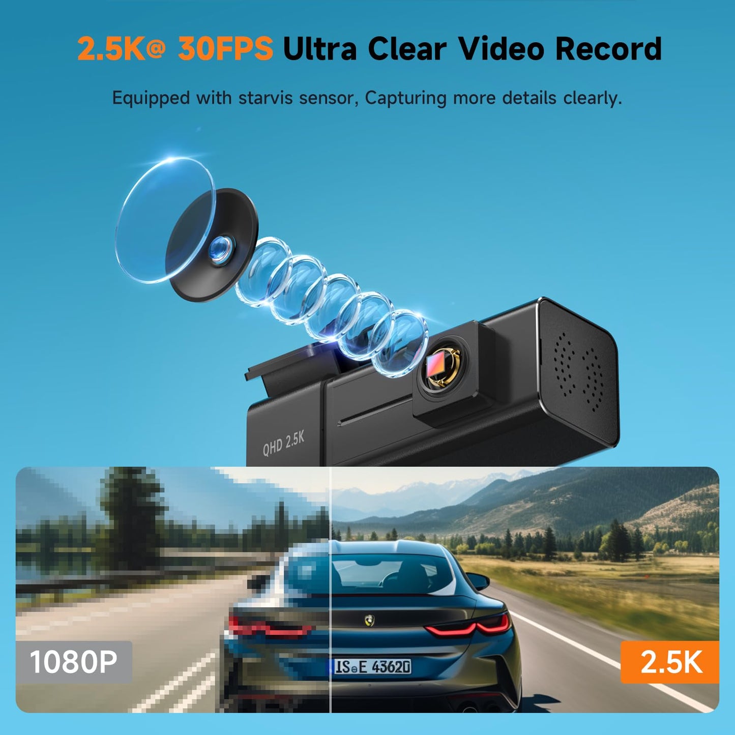 2.5K WiFi Dash Cam with Night Vision