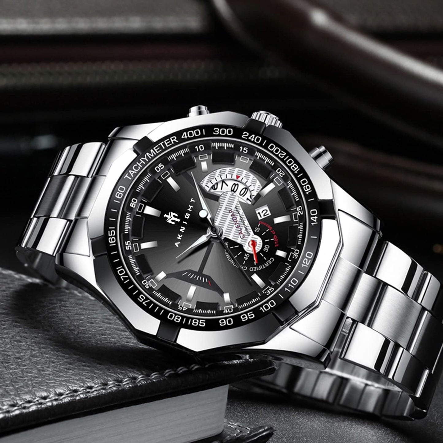 BY BENYAR AKNIGHT Watches for Men Quartz Movement Watch,Waterproof Luminous Men's Watch, Stainless Steel Strap Business Watches