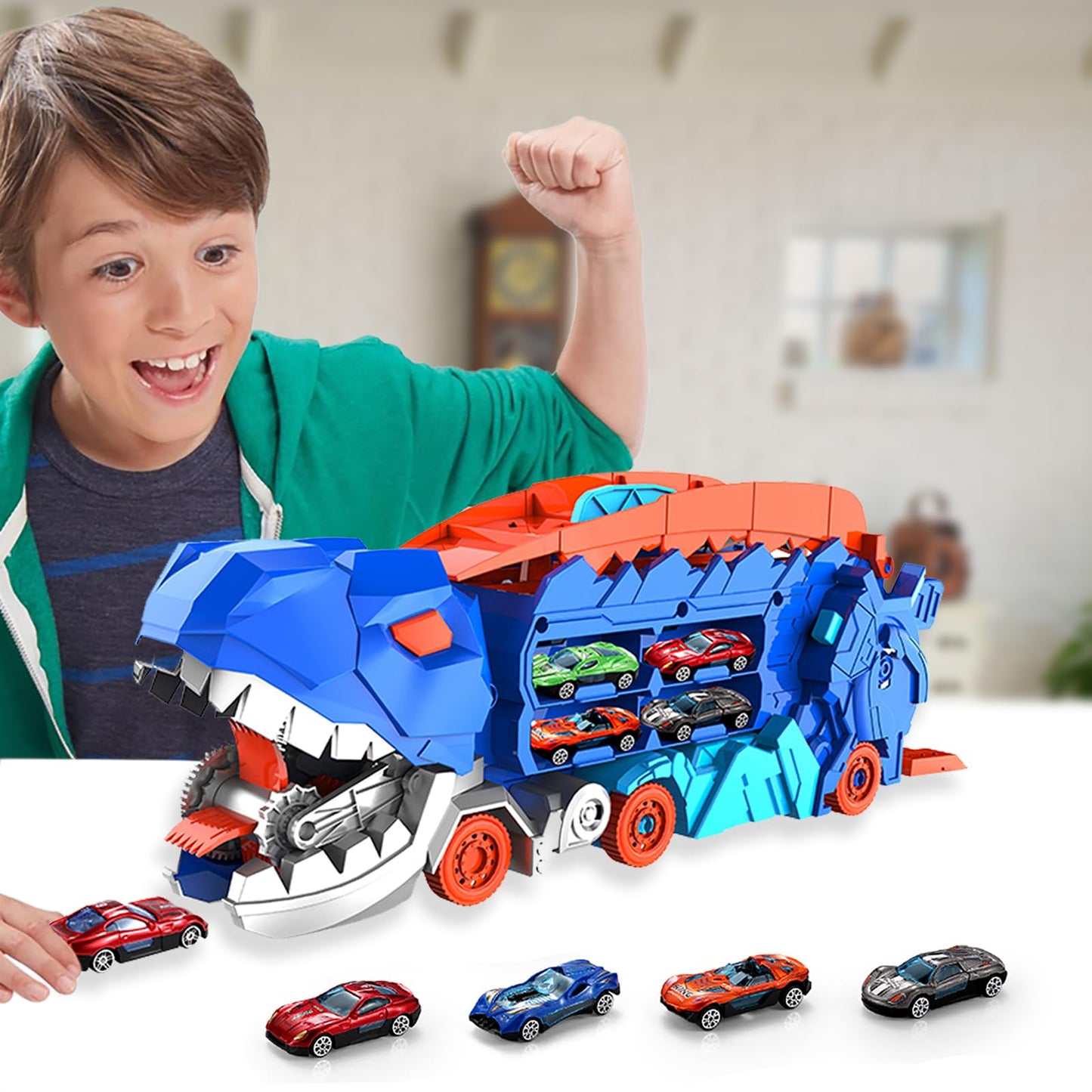 Dinosaur Race Track Transporter Toy for Kids