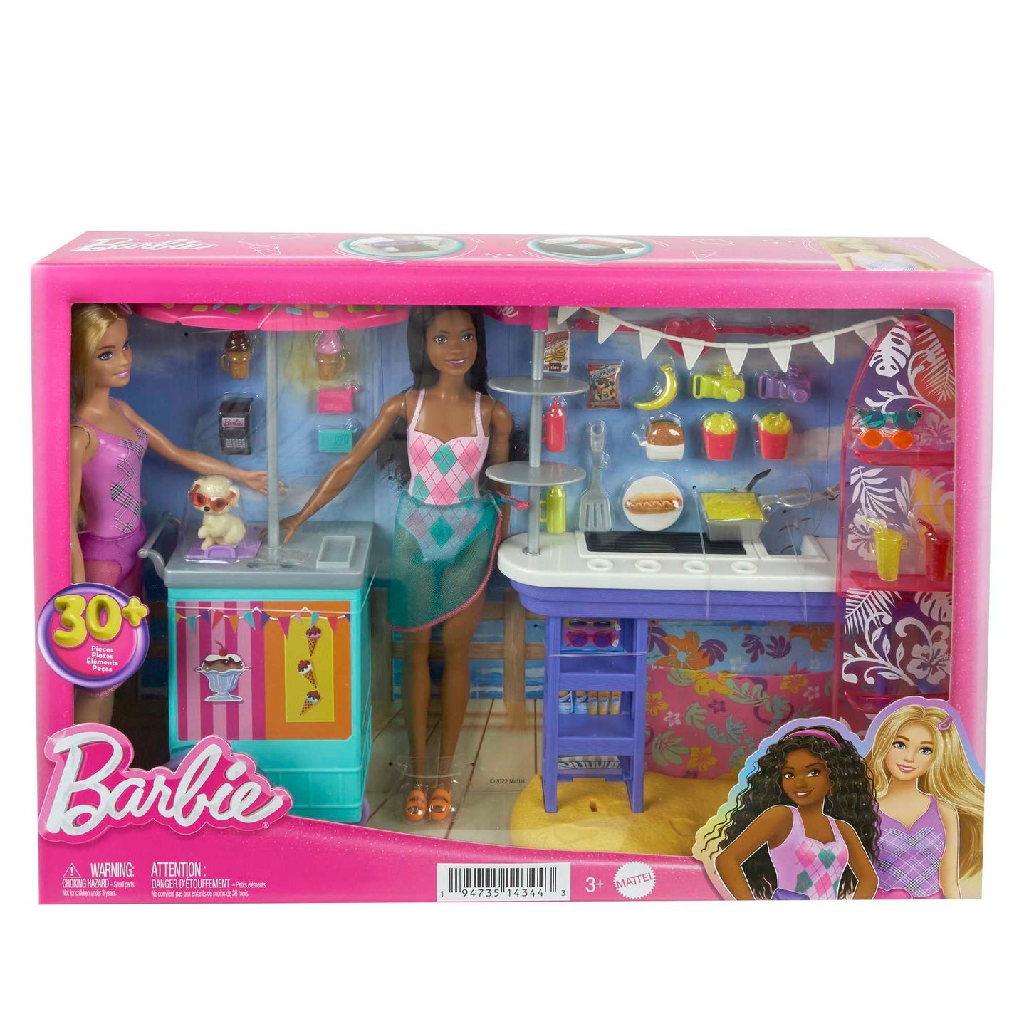 Barbie Beach Boardwalk Playset with 2 Dolls