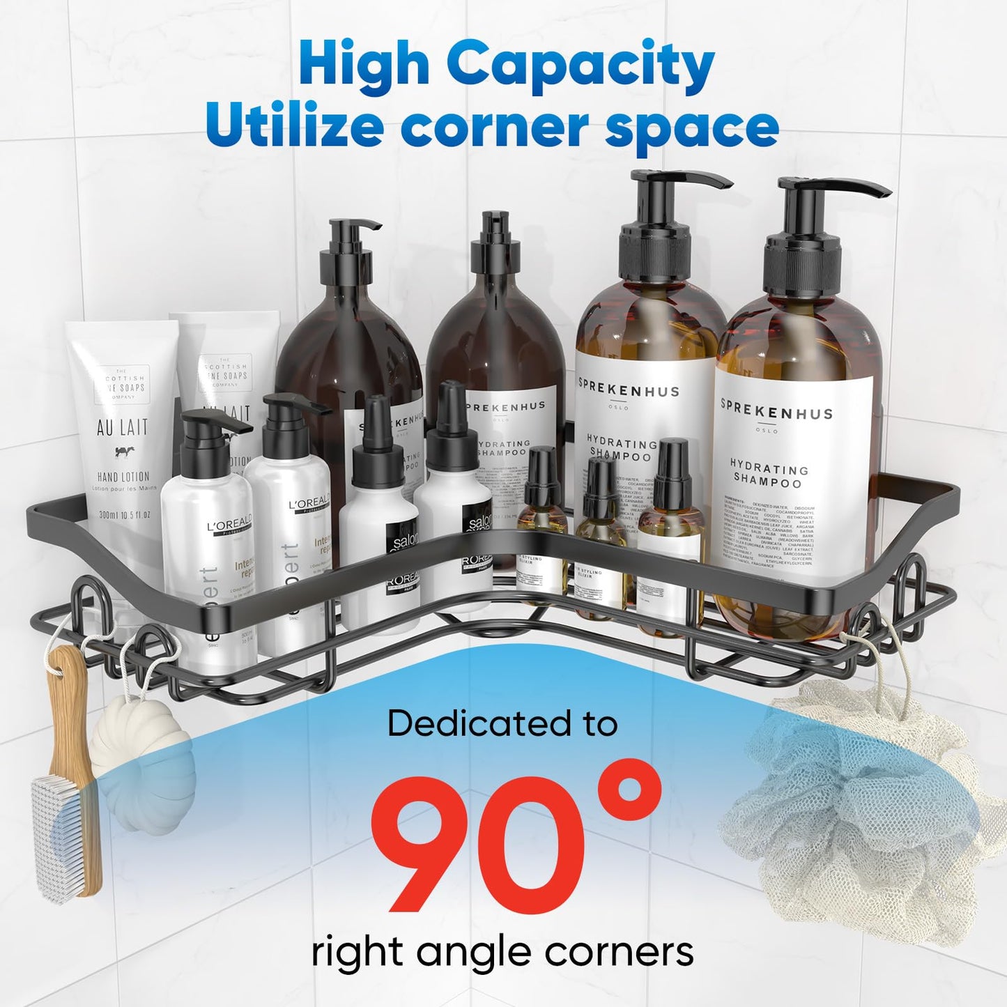 5 Pack Corner Shower Caddy, No Drilling Rack
