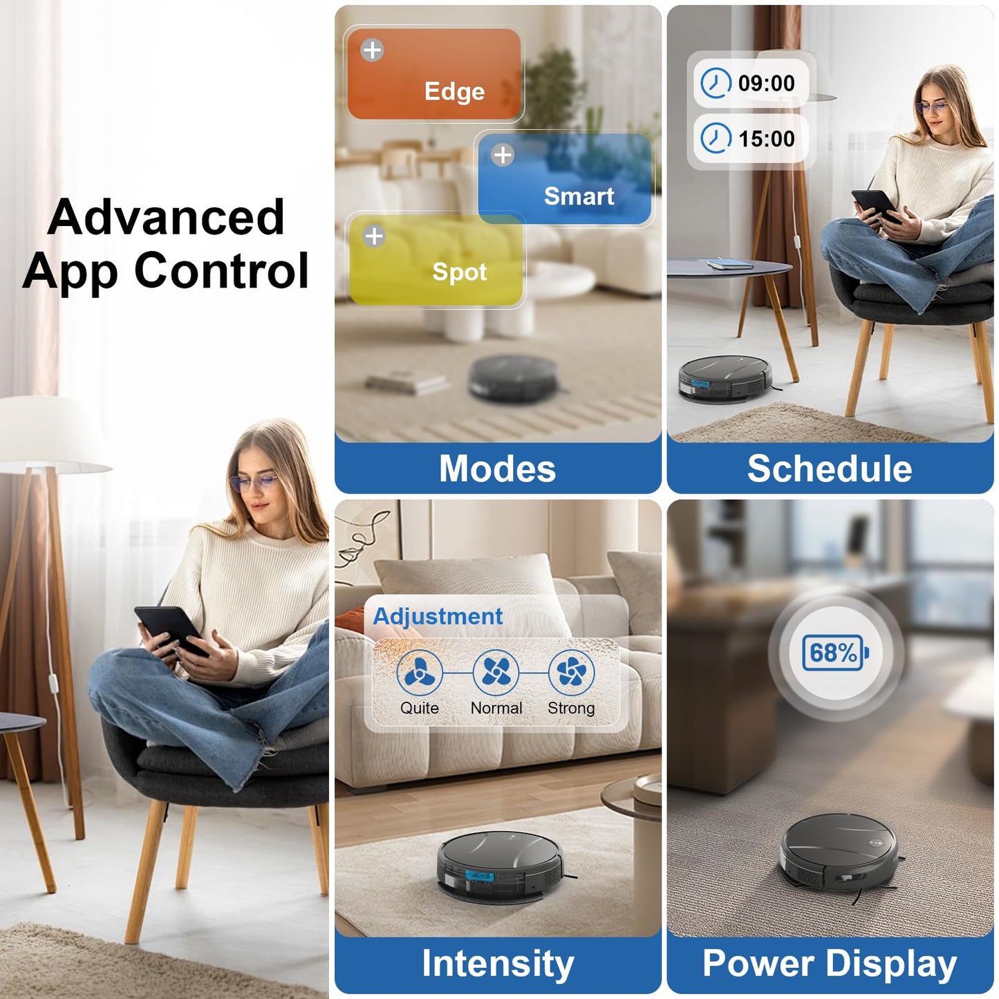 Robot Vacuum and Mop Combo with Smart Control