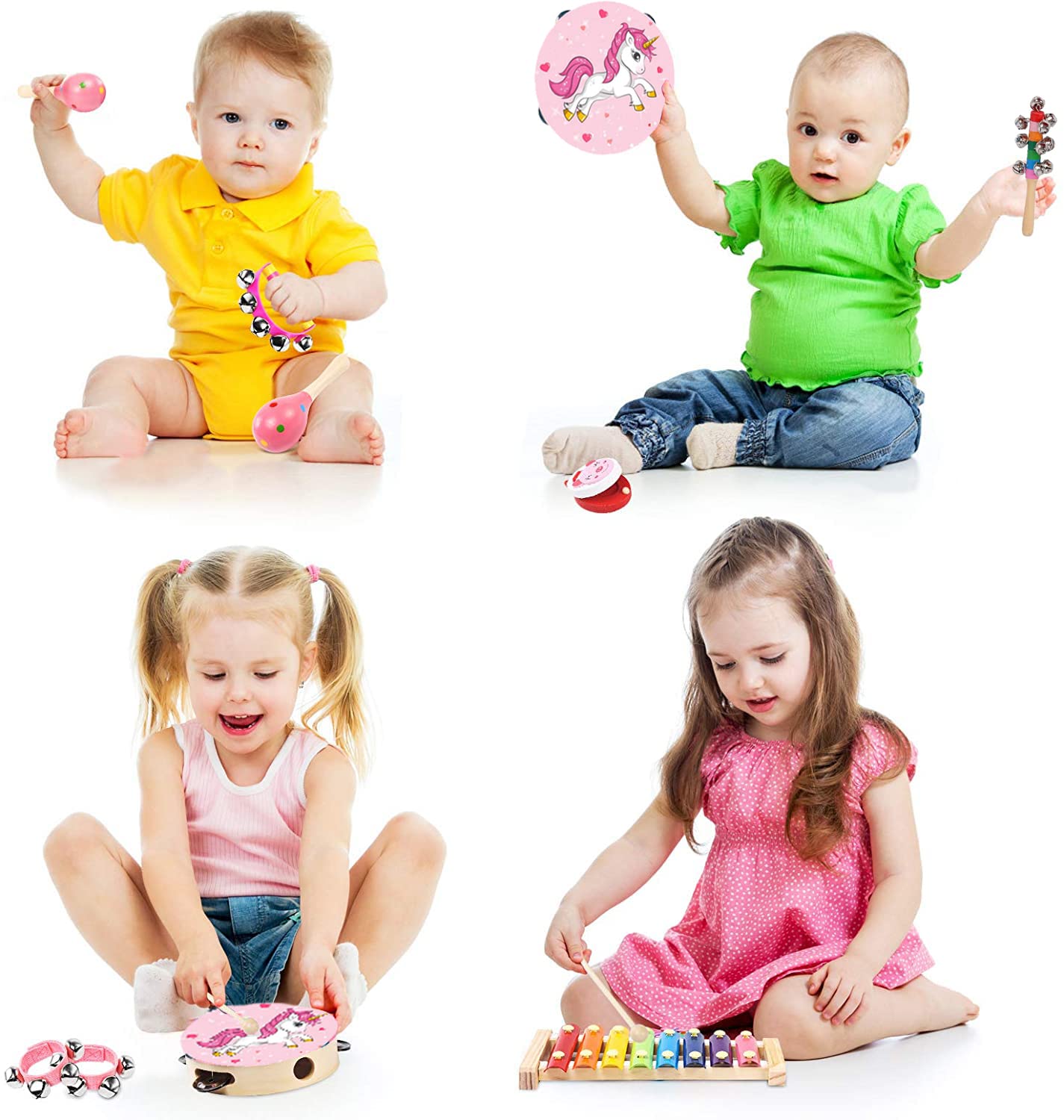 12pcs Kids Wooden Percussion Instrument Set