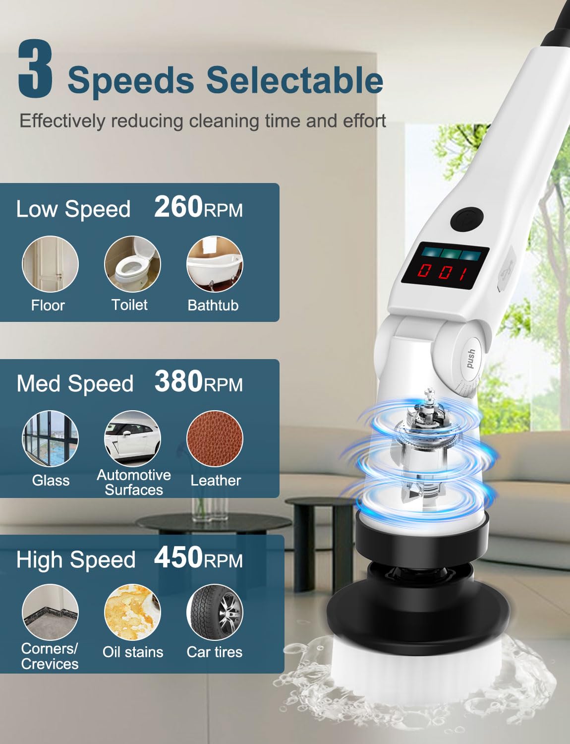 Cordless Electric Spin Scrubber with Adjustable Angle