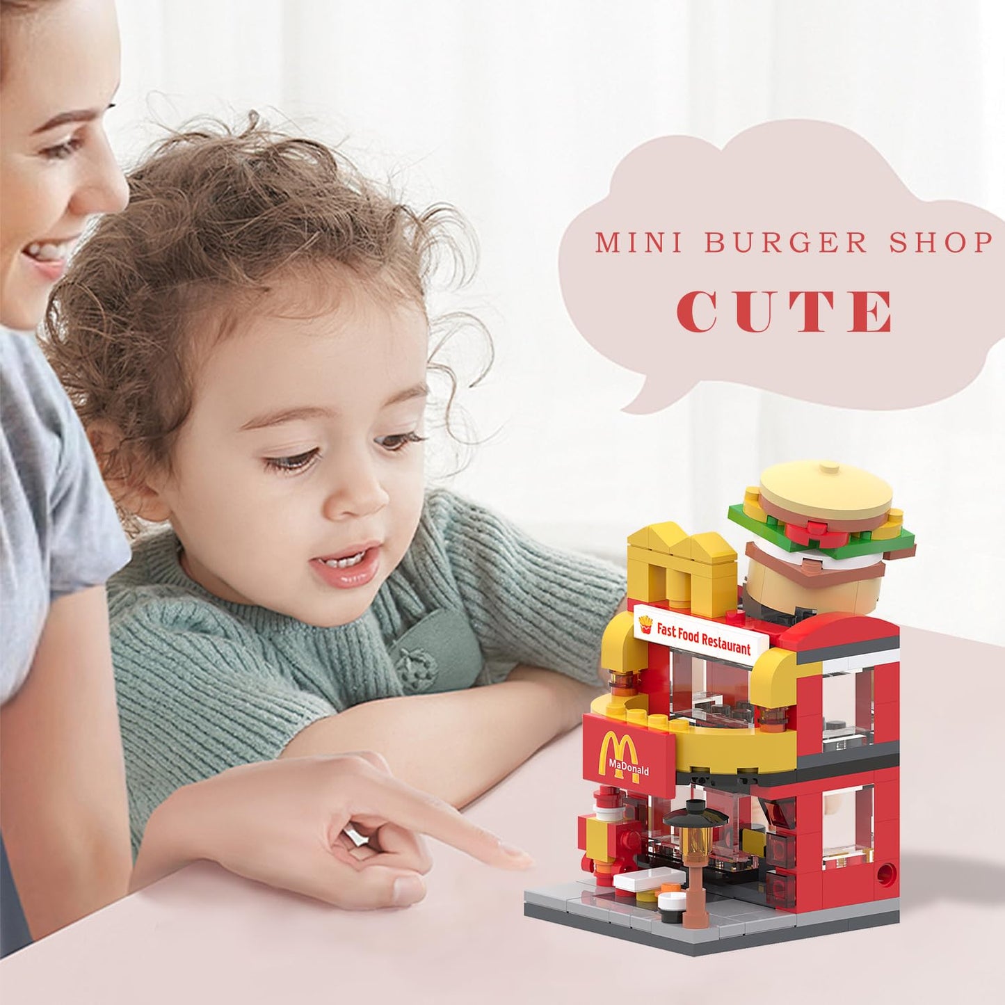 Building Brick Set Burger House for Kids
