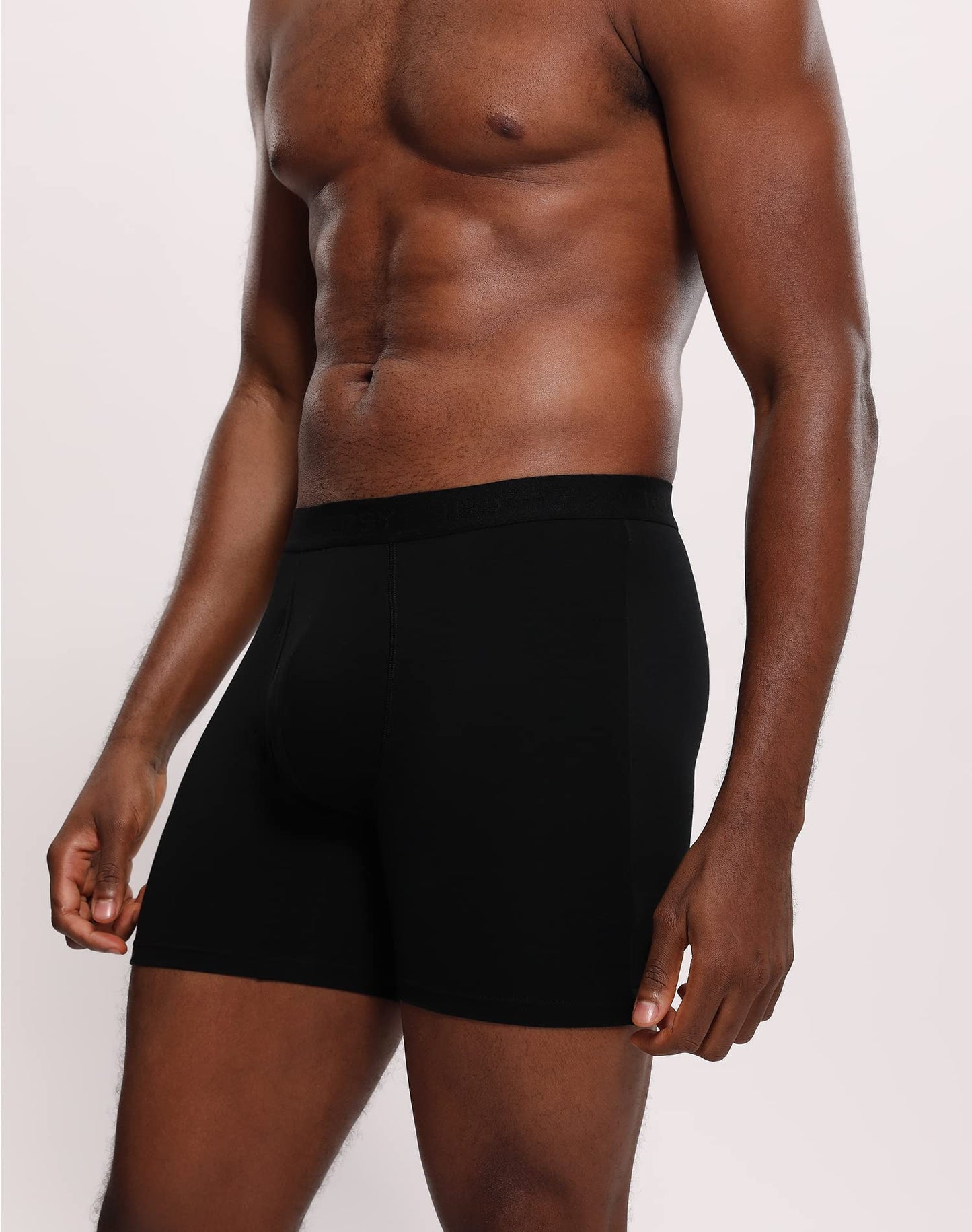 INNERSY Men's Cotton Boxer Briefs Soft Colorful Stylish Stretchy Underwear 4-Pack(Black,Small)