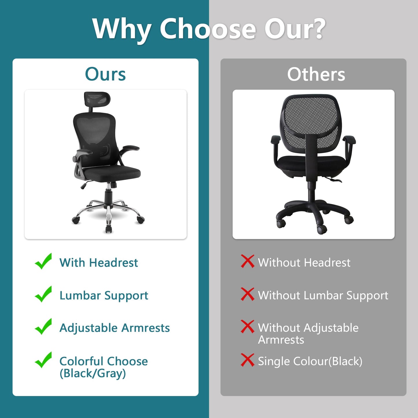 VECELO High Back Mesh Office Chair with Armrest
