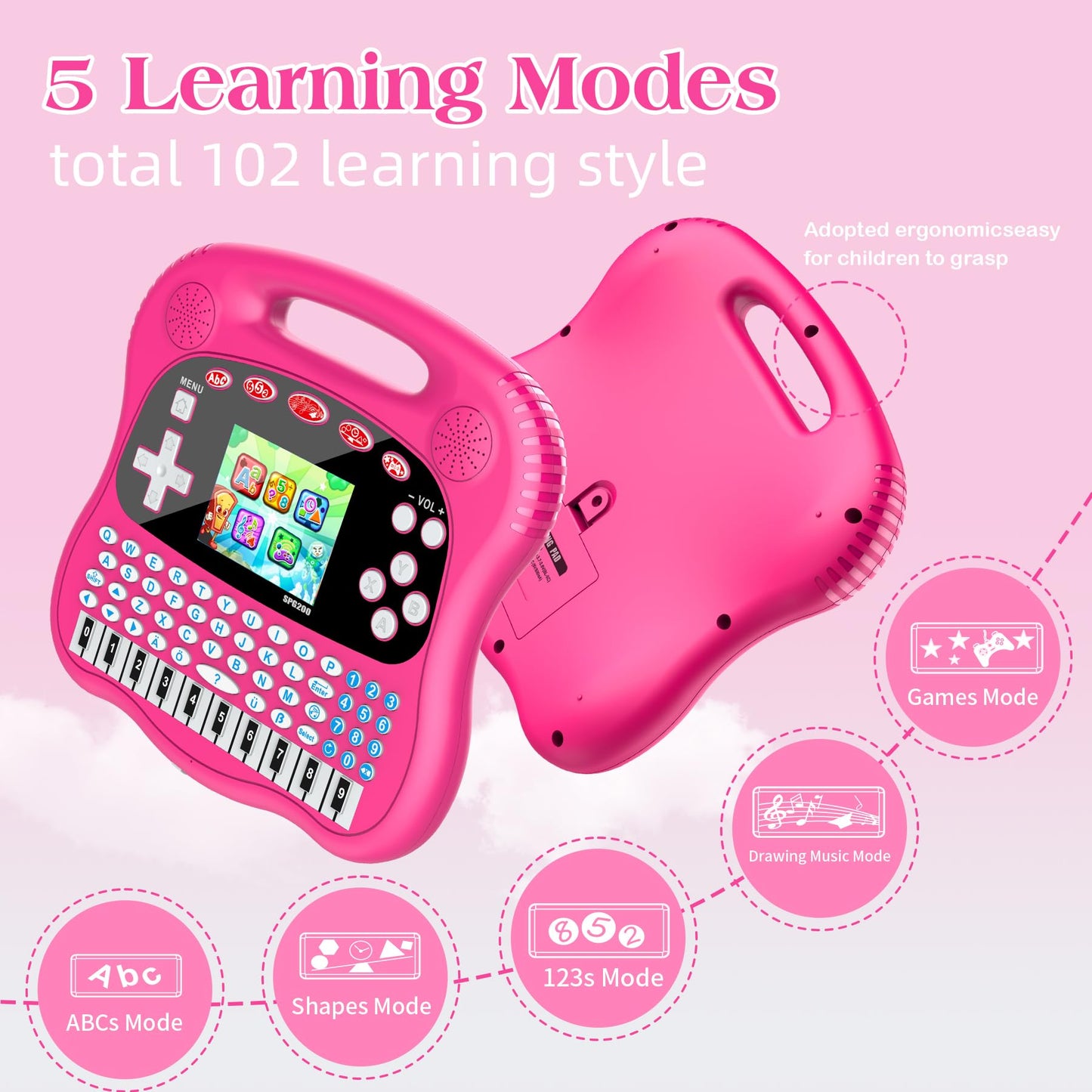 Interactive Early Learning Tablet - Educational Toys for Ages 2+ - Abc's, Words, Shapes, Numbers, Games, Music - Encourages Independent Play - Electronic Toys Gifts (Rde)