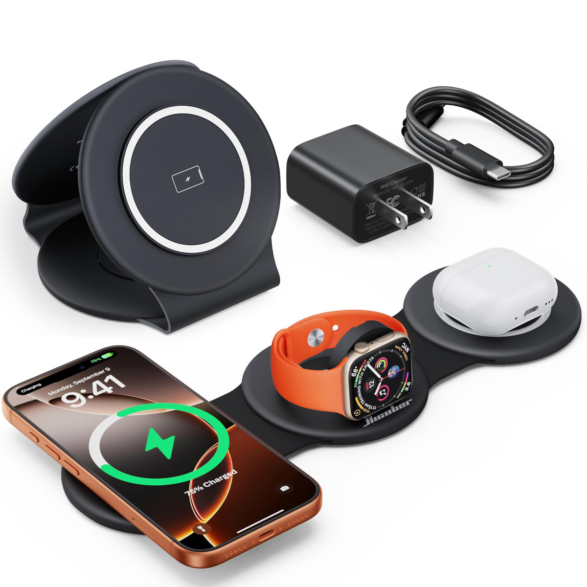 Hicober 3-in-1 Foldable Wireless Charging Station