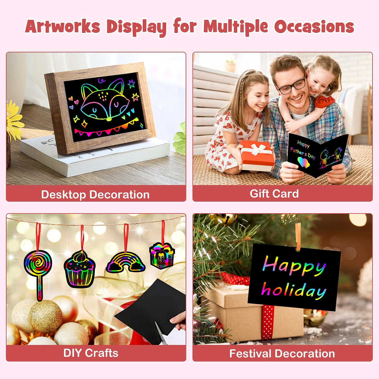 Scratch Paper Art Set for Kids - 60 Pcs
