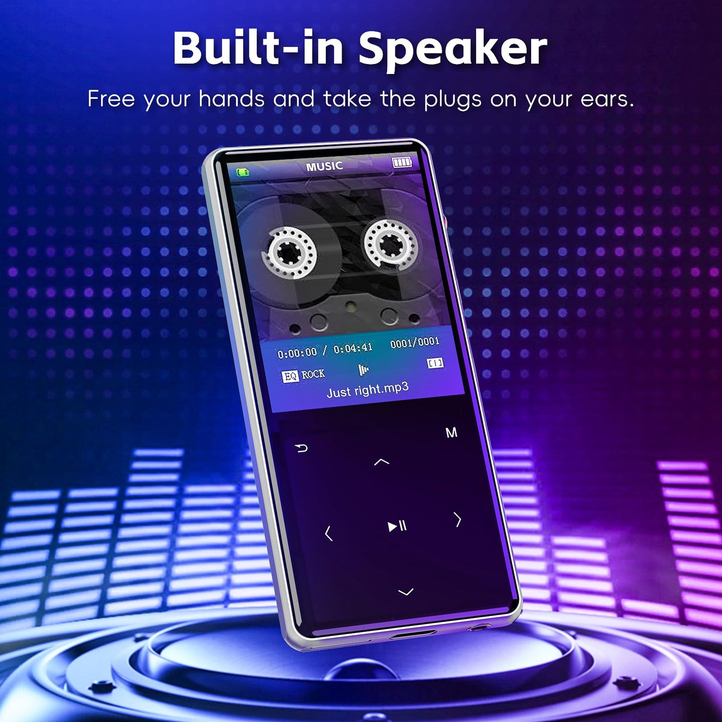HIFI WALKER M7 64GB MP3 Player with Bluetooth 5.0: 2.4" Screen Portable Music Player with Speaker-Lossless Music Digital Player with Earphones,Voice Recorder,E-Book,Touch Buttons,Ideal for Sport Black
