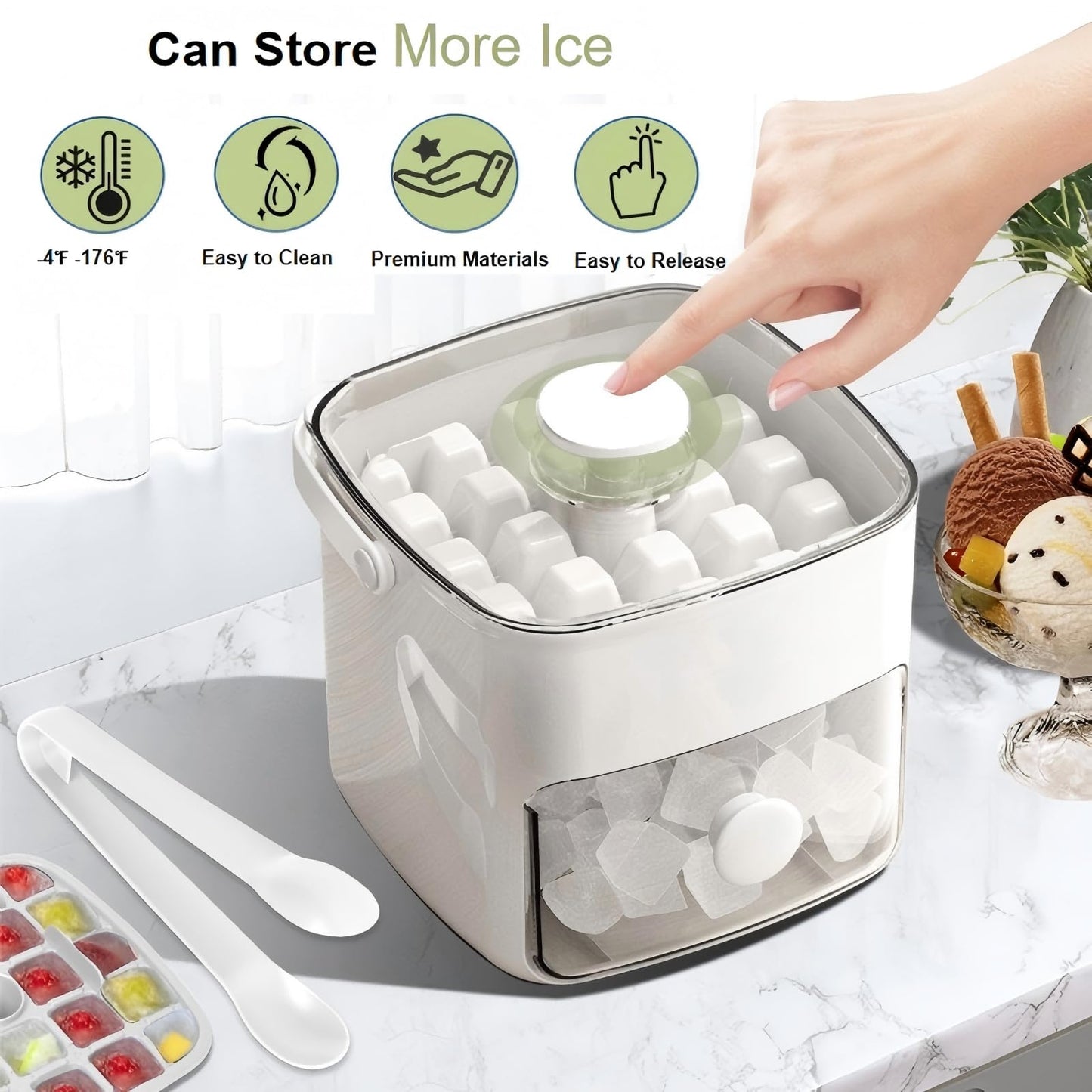 Ice Cube Tray with Lid for Drinks