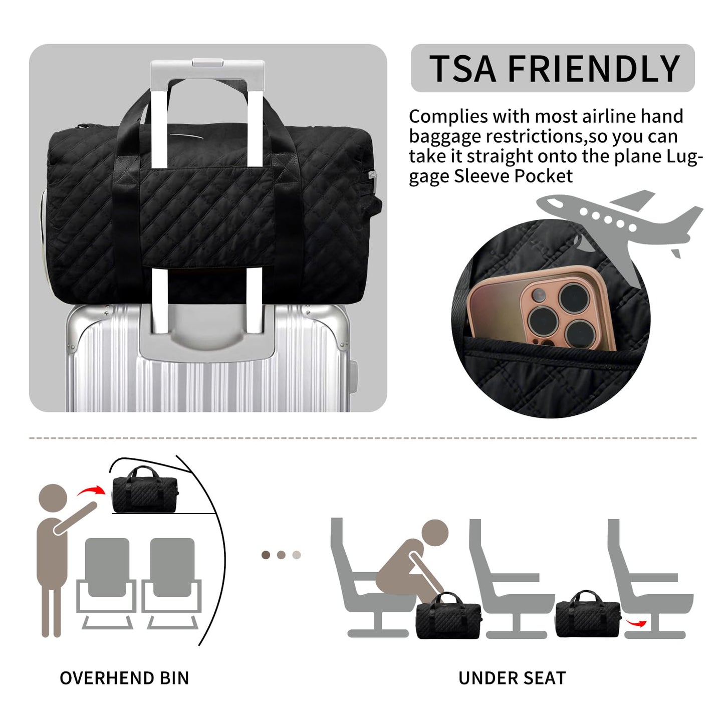 Duffle Bag with Shoe Compartment for Travel
