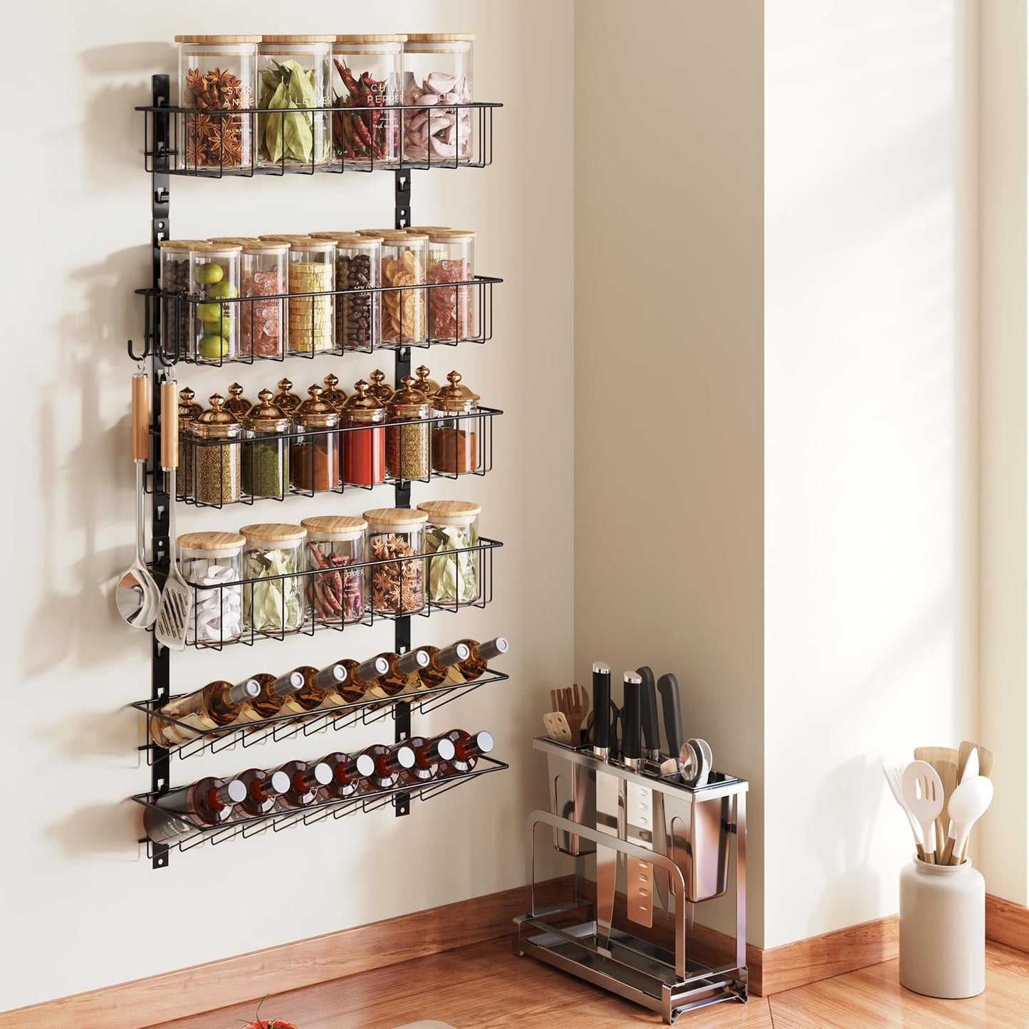 6-Tier Spice Rack Wall Mount Organizer