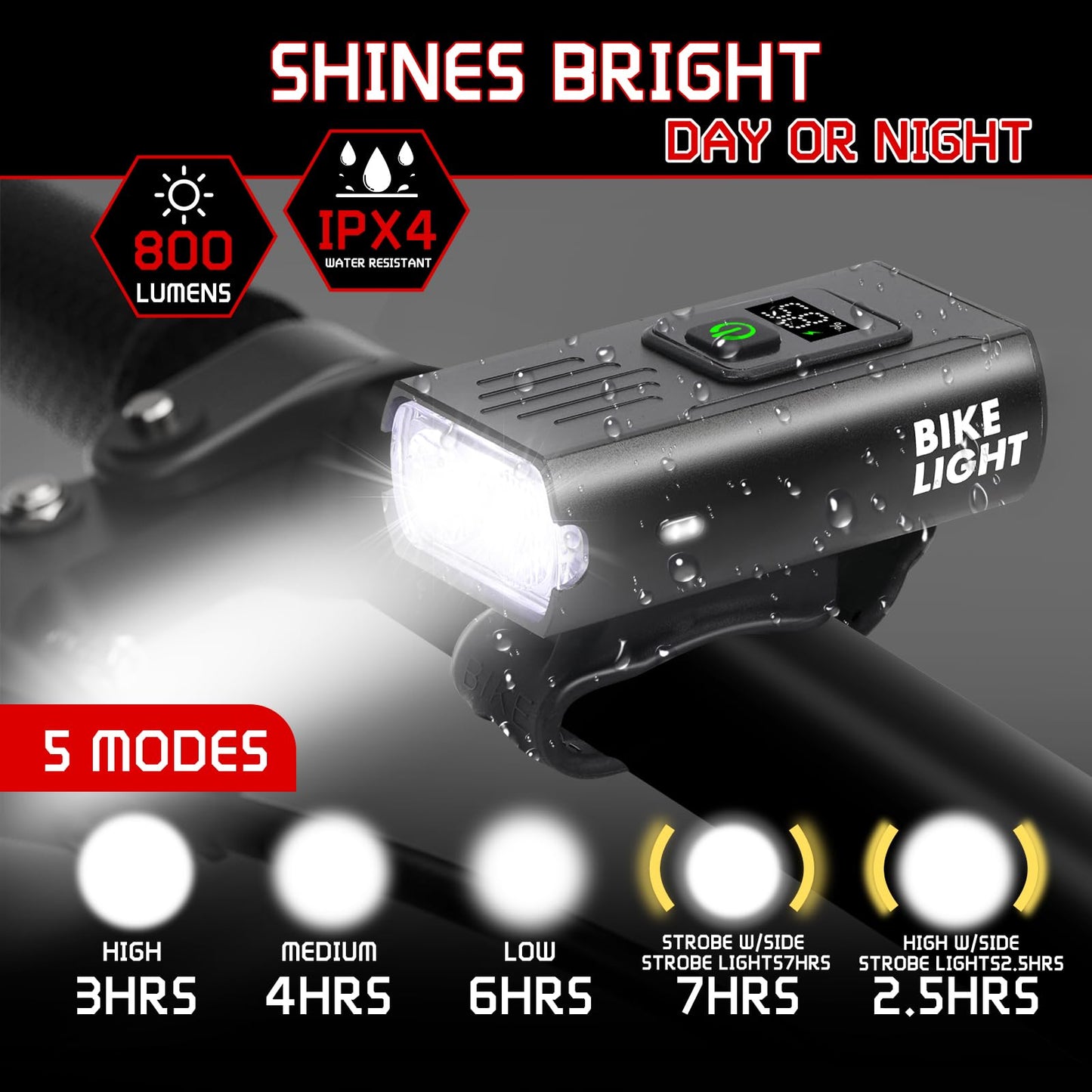 LED Bike Light Set with Bell and Modes