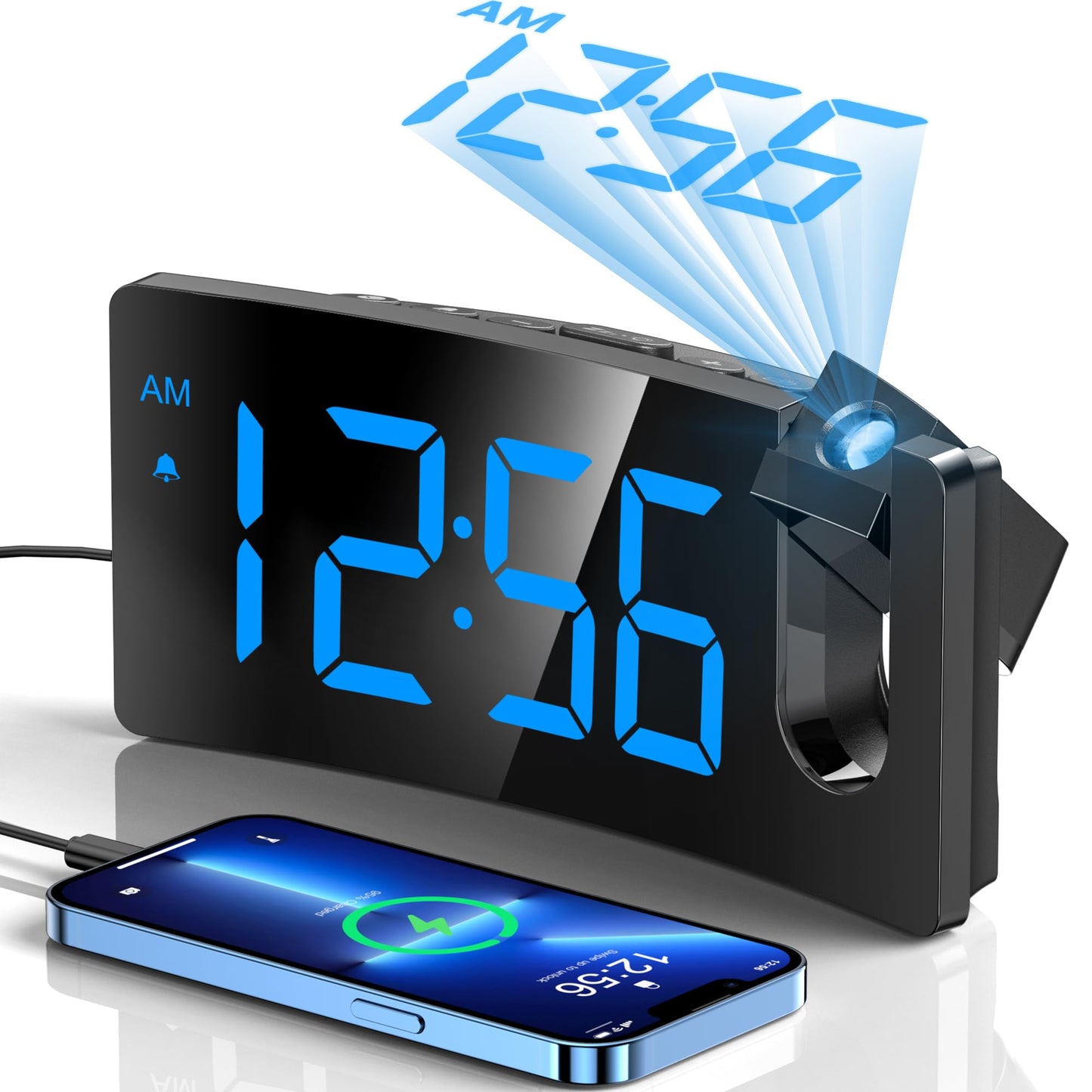 GOLOZA Digital Projection Alarm Clock with USB Charger