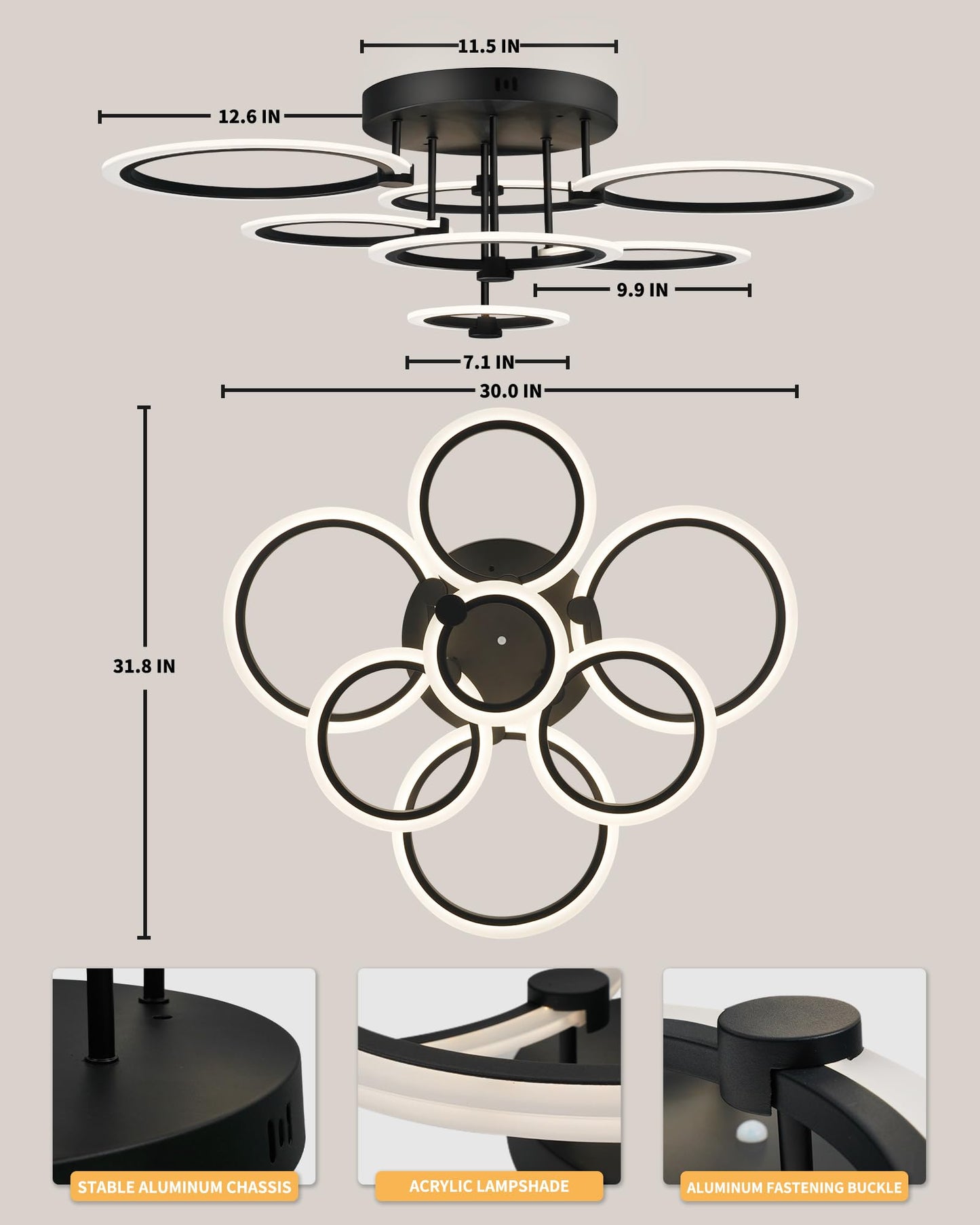 Dimmable LED Flush Mount Ceiling Light by SEABLE