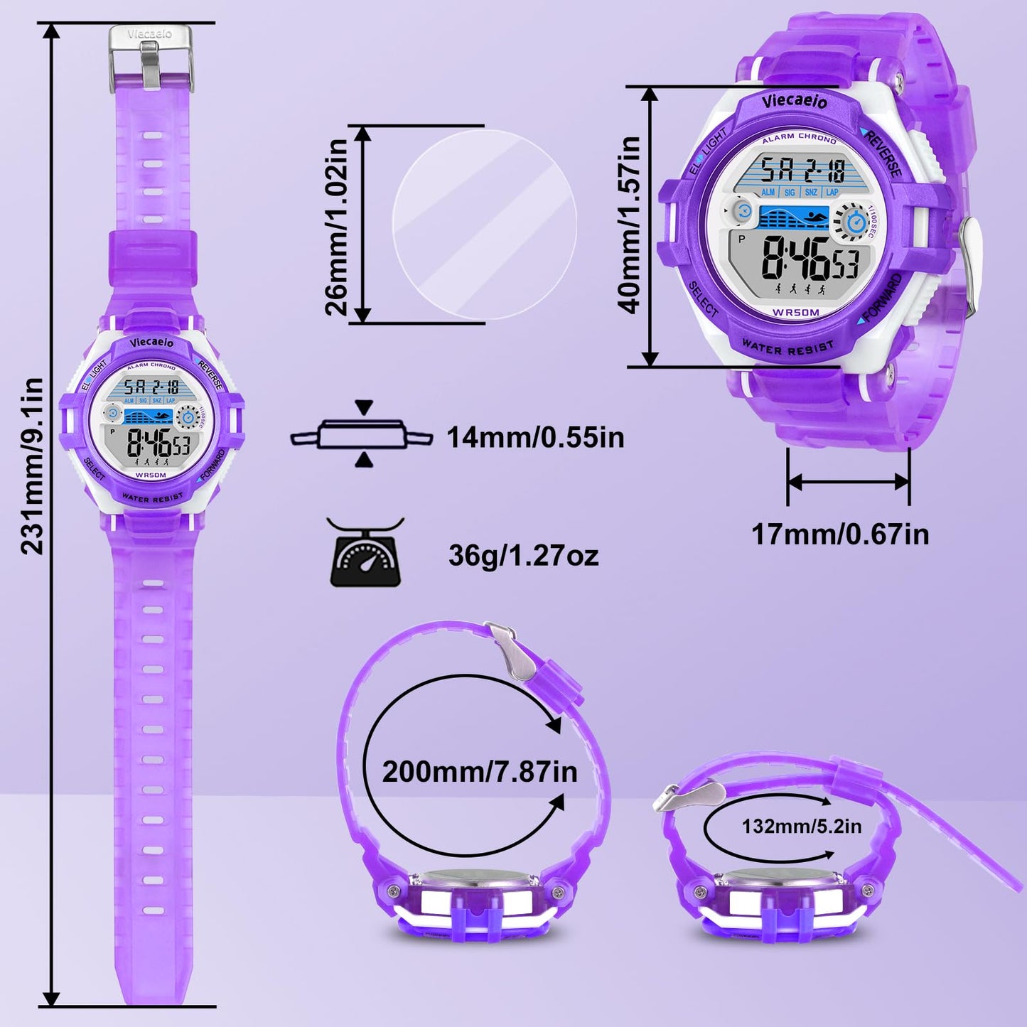 Kids Digital Sport Watch Waterproof for Ages 5-17