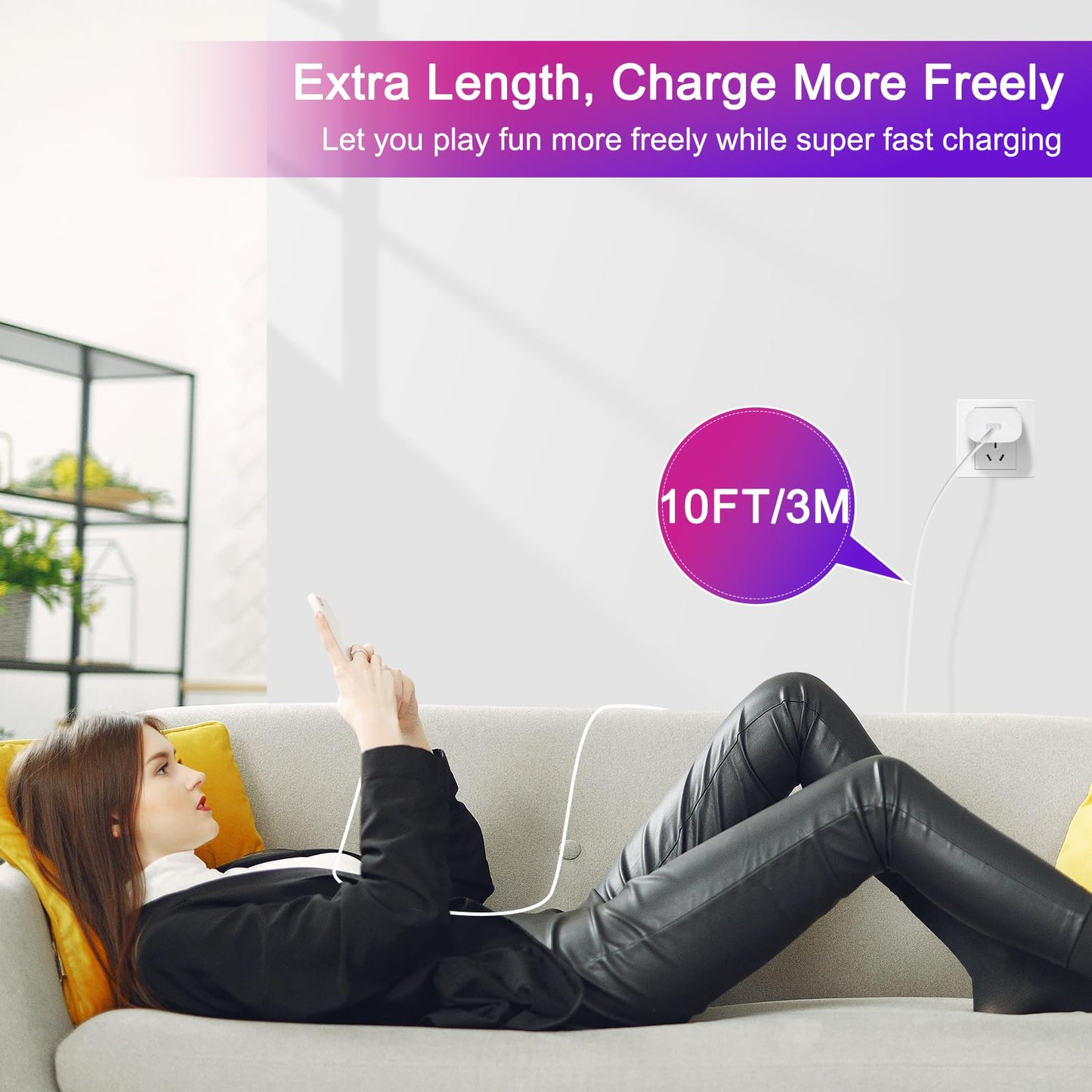 iPhone 15 Pro Charger Fast Charging-30W USB C Fast Charger Block with 10ft Long USB C Charging Cable Cord for iPhone 15/15 Pro/15 Pro Max/15 Plus, iPad 12.9/11/10.9, Samsung Galaxy S24Ultra-3 Pack