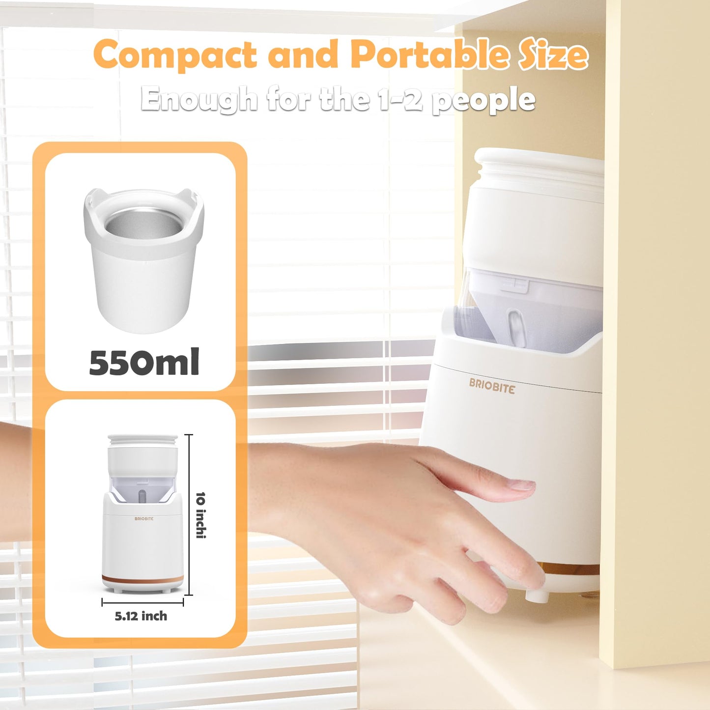 BRIOBITE Compact Electric Ice Cream Maker
