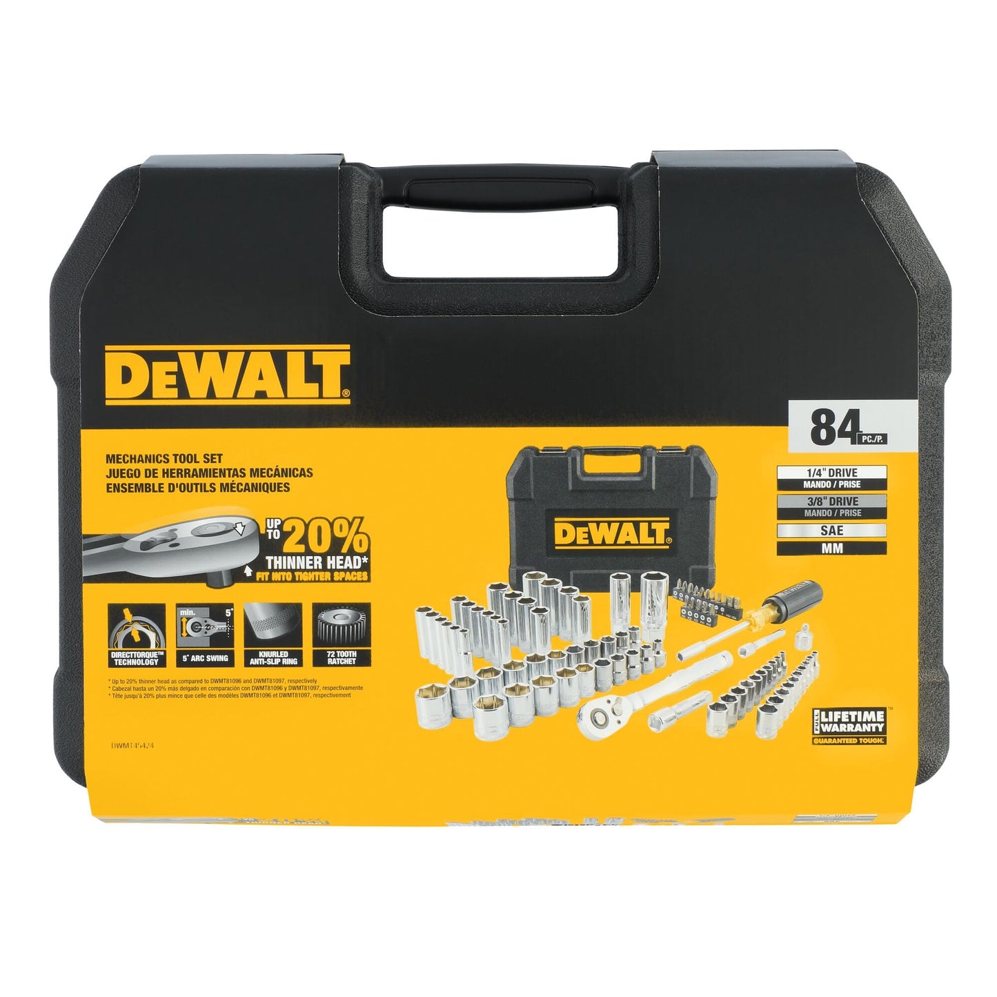 84-Piece DEWALT Mechanics Tool Set, SAE/Metric