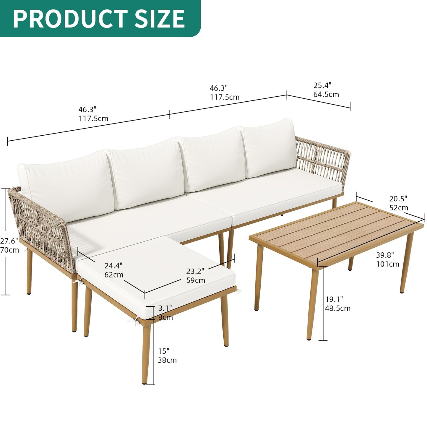 6-Piece Outdoor Rattan Sectional Sofa Set
