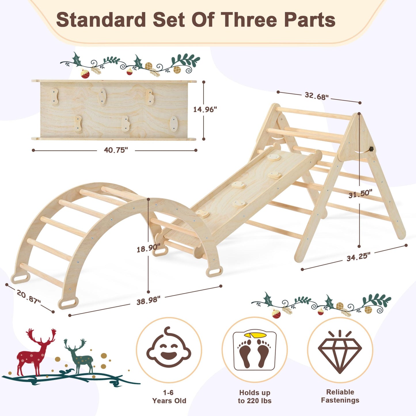 Pikler Triangle Climbing Set for Toddlers