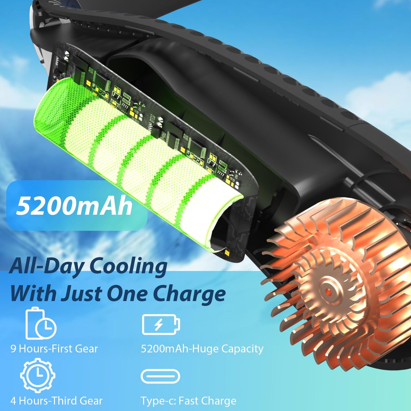 Bladeless Neck Fan with 3 Speed Settings