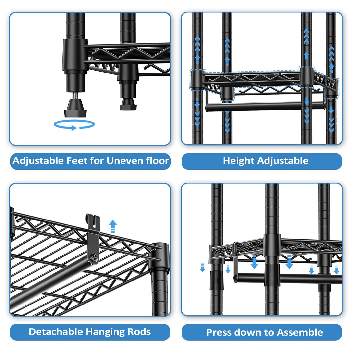 IZEUK Heavy Duty Rolling Garment Rack with 3 Rods