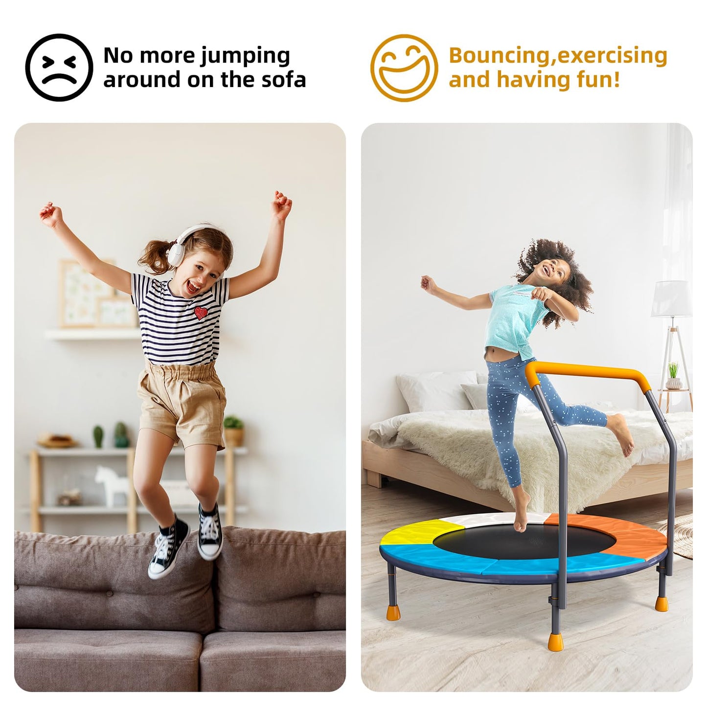 3FT Toddler Trampoline with Adjustable Handlebar