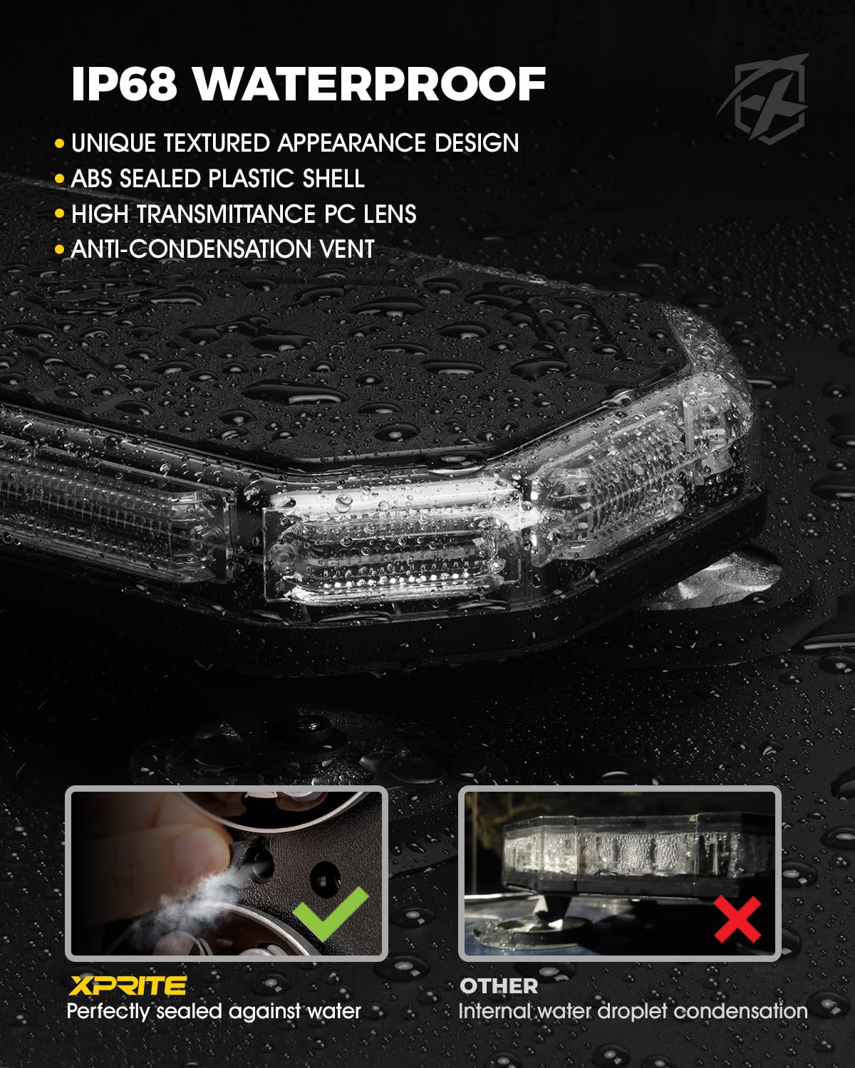 Xprite 42 LED Roof Top Strobe Light, High Visibility Emergency Hazard Warning Flashing Light Bar w/Control Panel for Firefighter POV Ambulance Vehicle Trucks - White Red